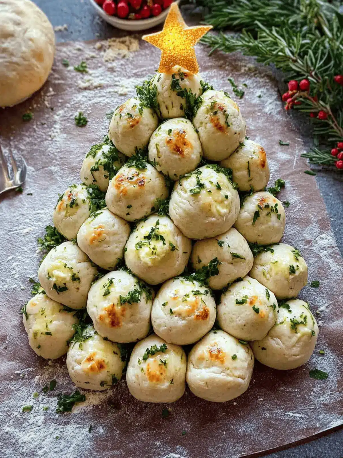 Decadent Mozzarella and Garlic Butter Dough Ball Christmas Tree 3 Mozzarella and Garlic Butter Dough Ball Christmas Tree