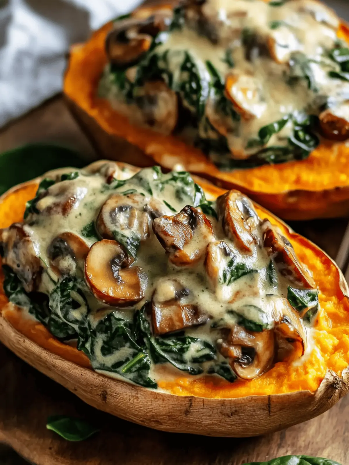 Savor Creamy Mushroom and Spinach Stuffed Sweet Potatoes Today 3 Creamy Mushroom and Spinach Stuffed Sweet Potatoes