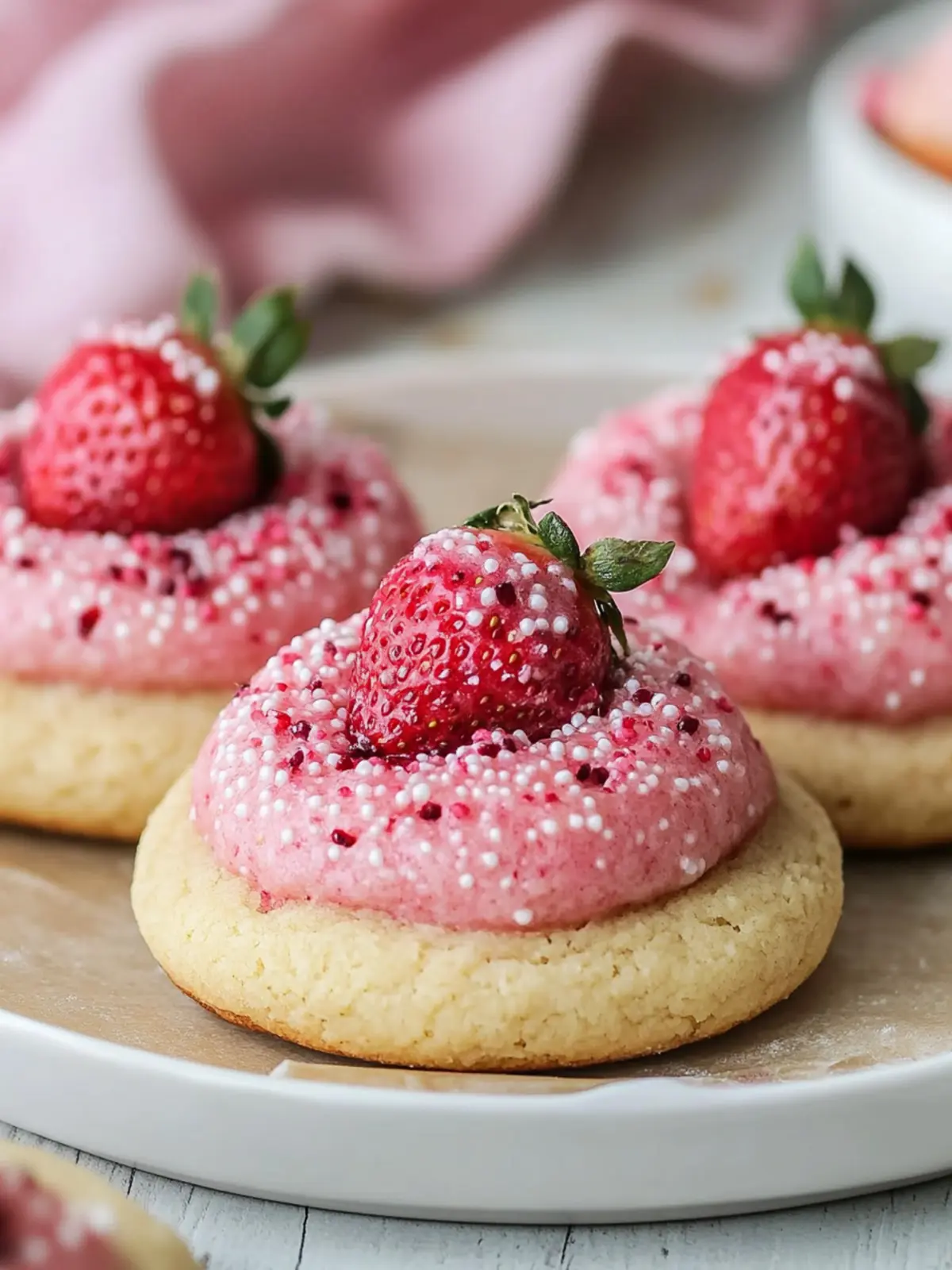 Delicious Strawberry Kiss Cookies with a Chocolate Surprise 2 Strawberry Kiss Cookies