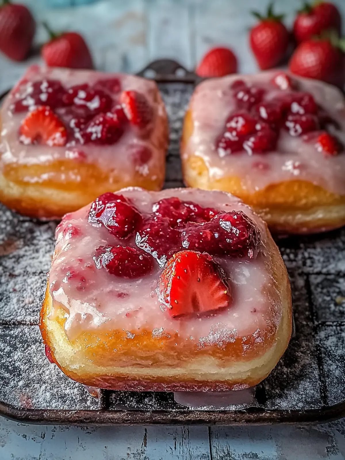 Glazed Strawberry Jam Donut Focaccia for Breakfast Bliss 4 Glazed Strawberry Jam Donut