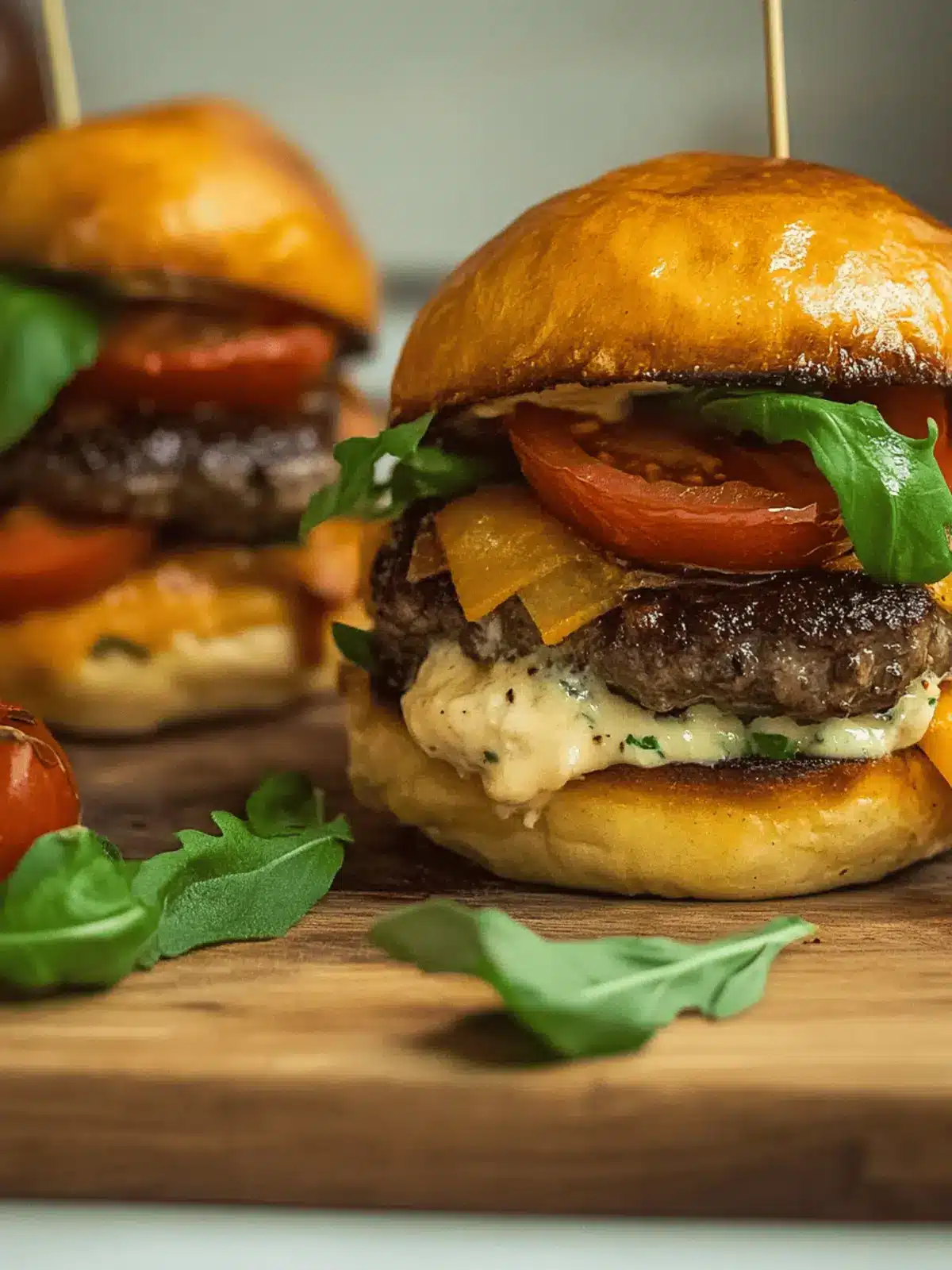 Roasted Tomato Burgers with Garlic Mayo and Gouda Bliss 2 Roasted Tomato Burgers with Garlic Mayo and Gouda