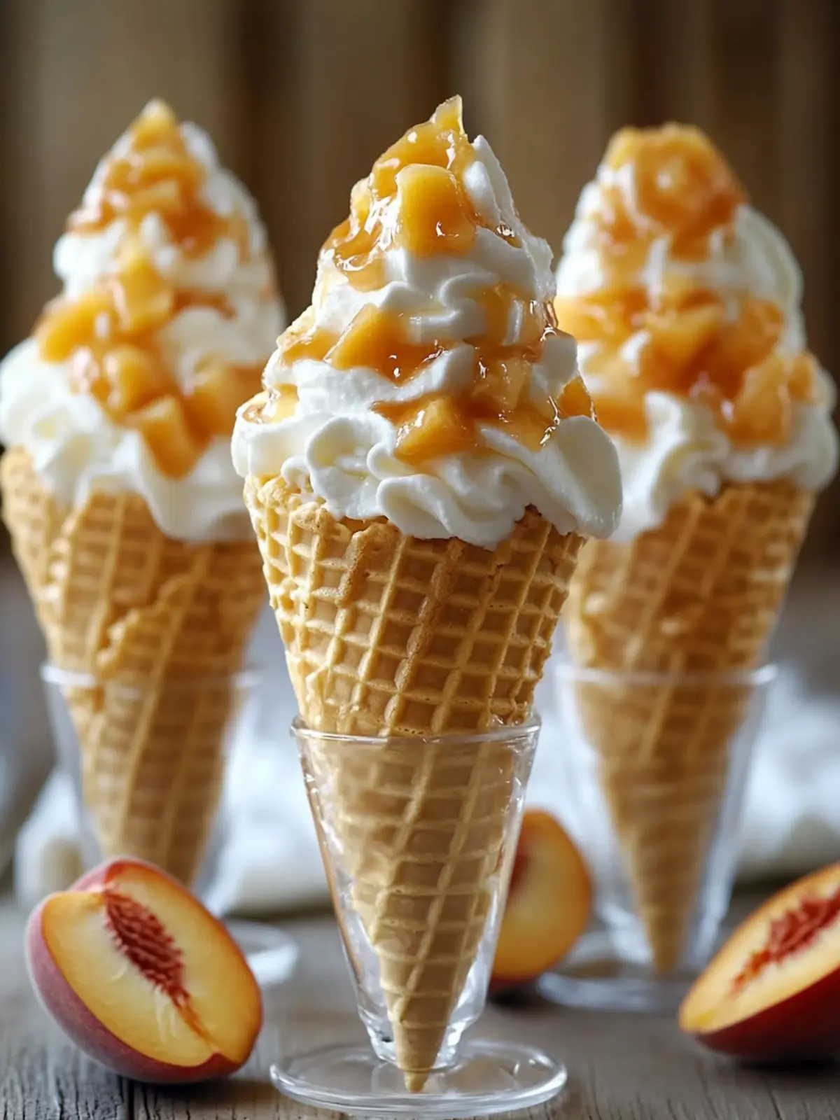 Peach Cobbler Cheesecake Cones: Your Sweet Summer Escape 3 Peach Cobbler Cheesecake Cones