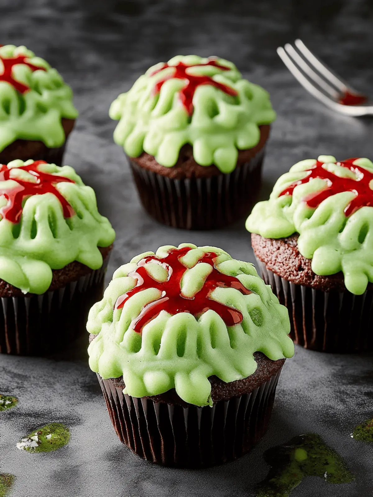 Eerie Zombie Brain Cupcakes: A Spooky Sweet Delight 4 Zombie Brain Cupcakes