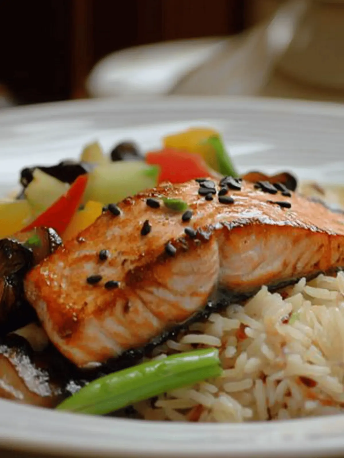 Savory Teriyaki Salmon with Shiitake Mushroom Rice Delight 3 Teriyaki Salmon with Shiitake Mushroom and Pepper Basmati Rice