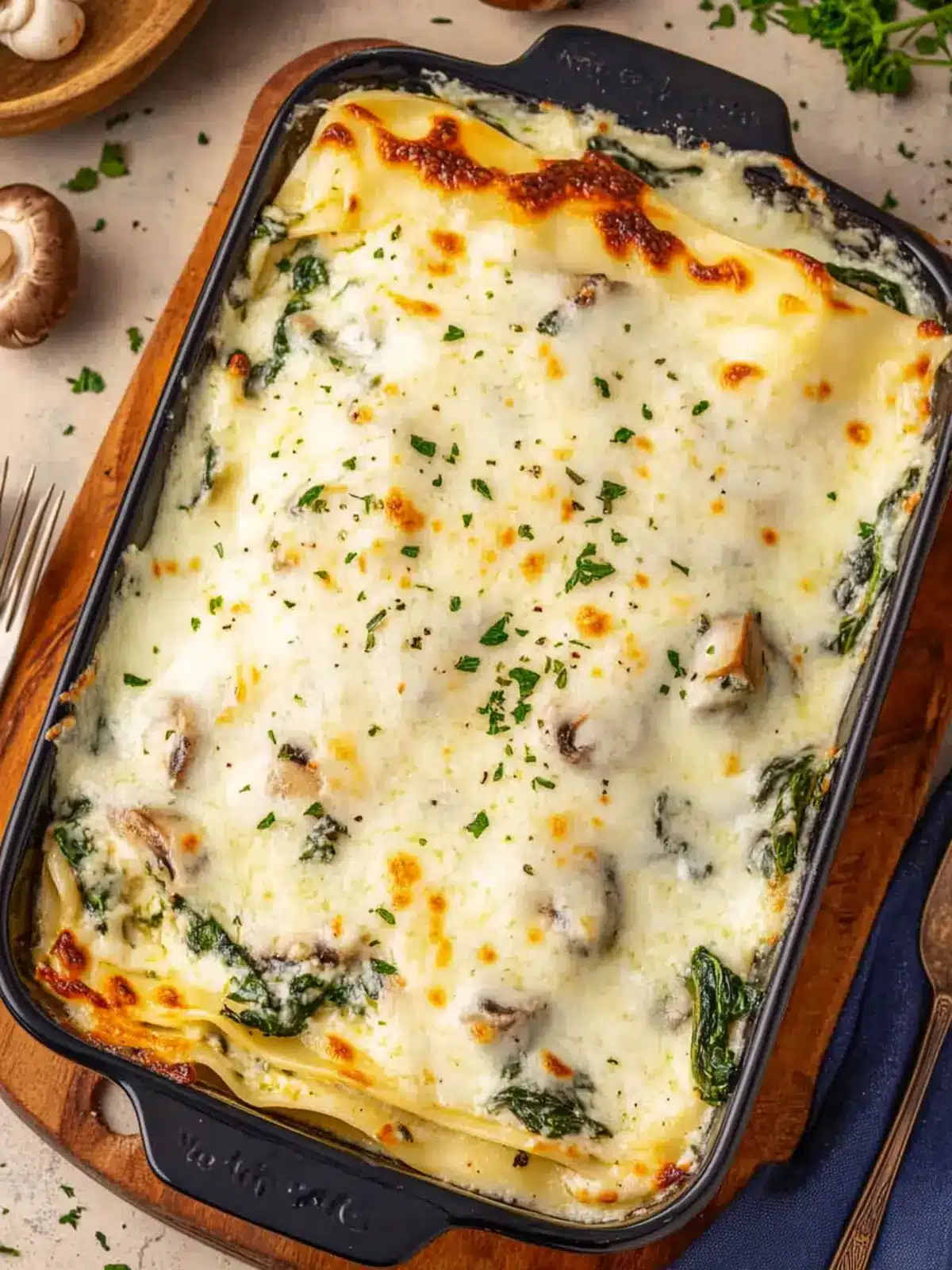 Delicious White Lasagna with Spinach and Mushrooms Awaits 4 White Lasagna with Spinach and Mushrooms