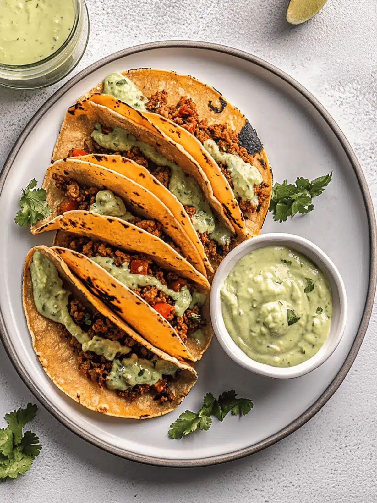 Crispy Baked Ground Turkey Tacos with Creamy Avocado Sauce 4 Crispy Baked Ground Turkey Tacos with Avocado Sauce