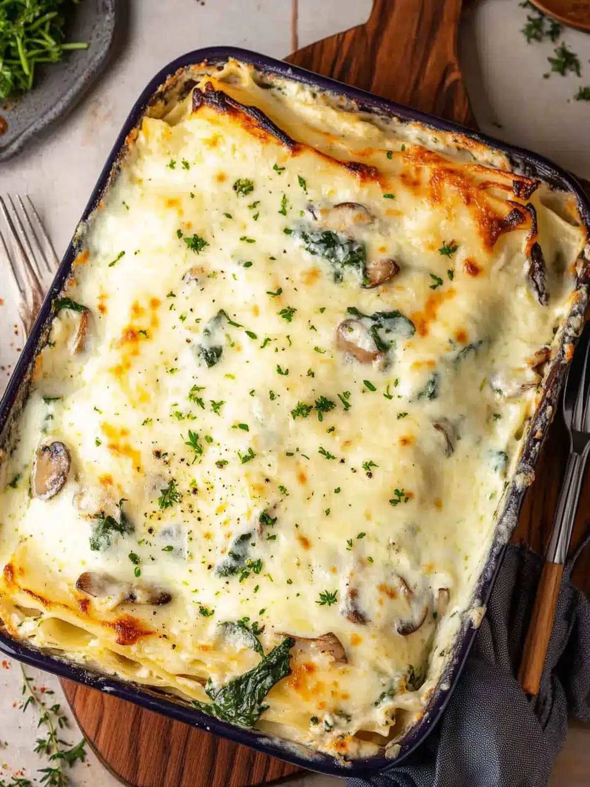 Delicious White Lasagna with Spinach and Mushrooms Awaits 3 White Lasagna with Spinach and Mushrooms