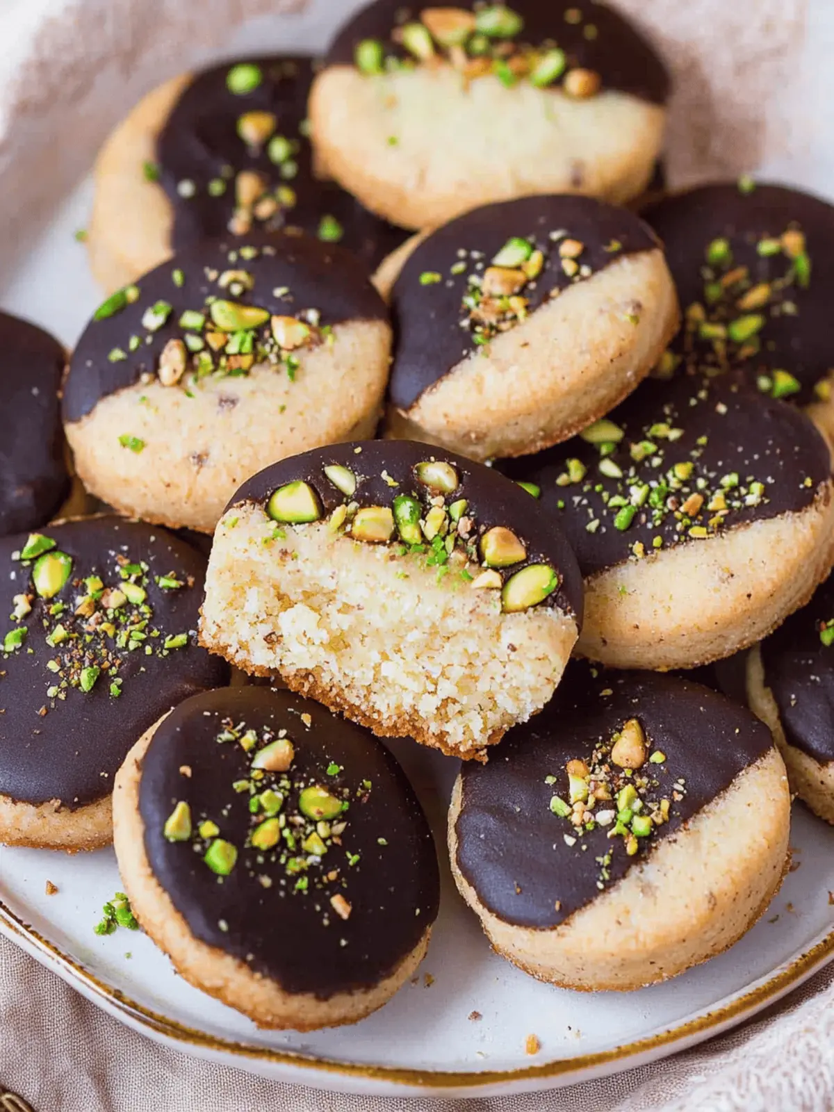 Irresistible Pistachio Shortbread Cookies with Chocolate Dip 3 Pistachio Shortbread Cookies