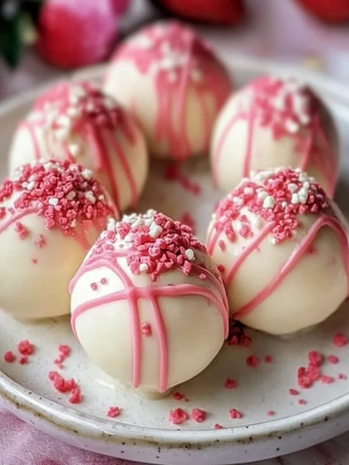 Delicious No-Bake Strawberry Cheesecake Truffle Balls Recipe 3 Strawberry Cheesecake Truffle Balls