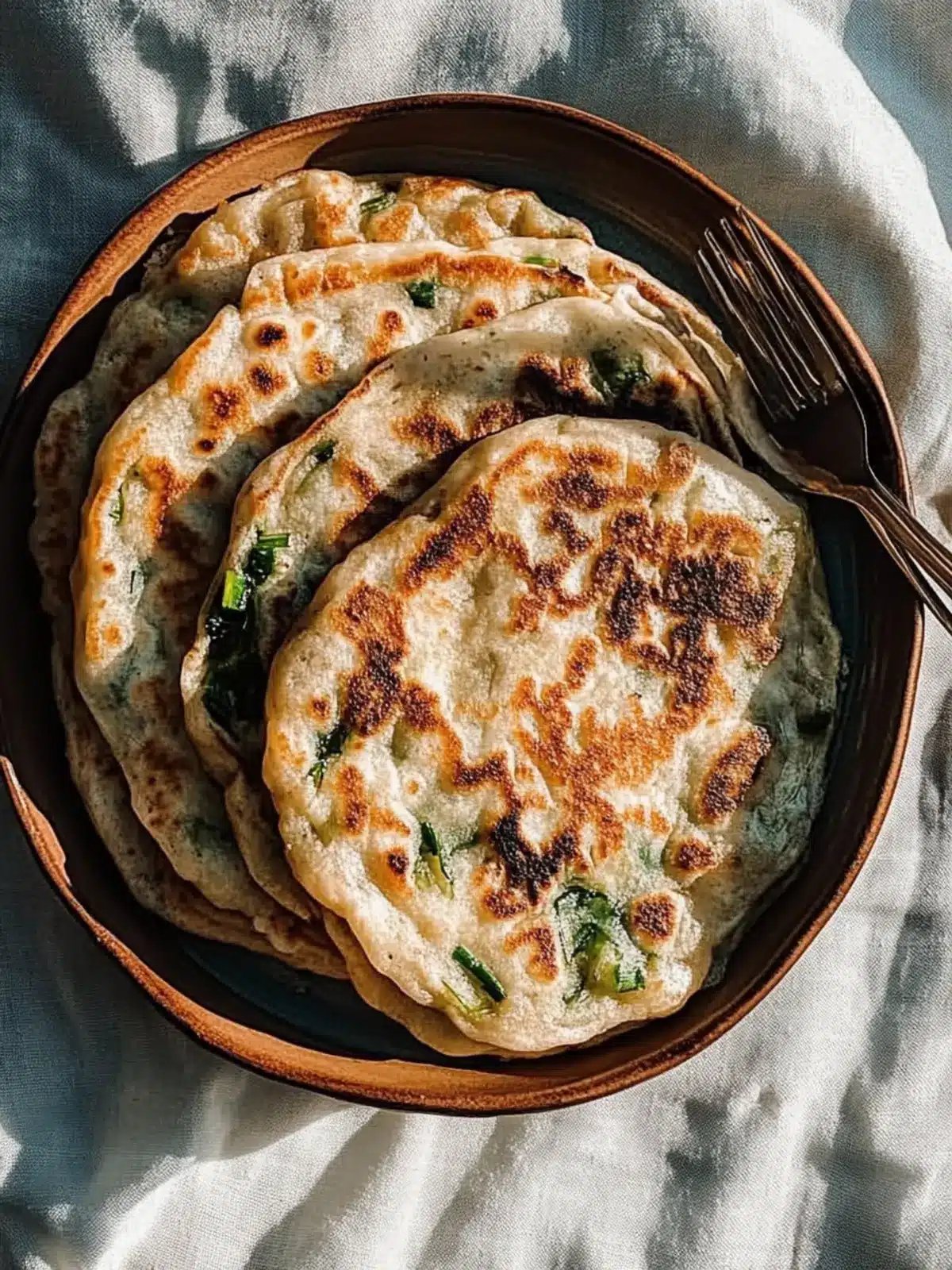Crispy Scallion Pancakes with Irresistible Ginger Sauce 4 Scallion Pancakes