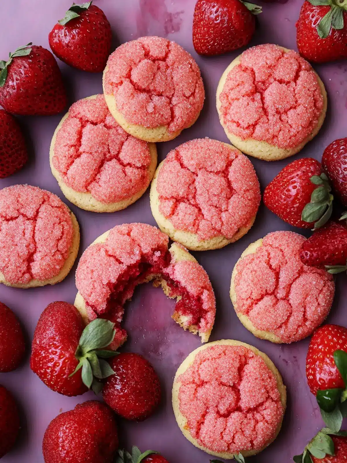 Chewy Strawberry Sugar Cookies with Sparkling Strawberry Sugar 3 STRAWBERRY SUGAR COOKIES with SPARKLING STRAWBERRY SUGAR
