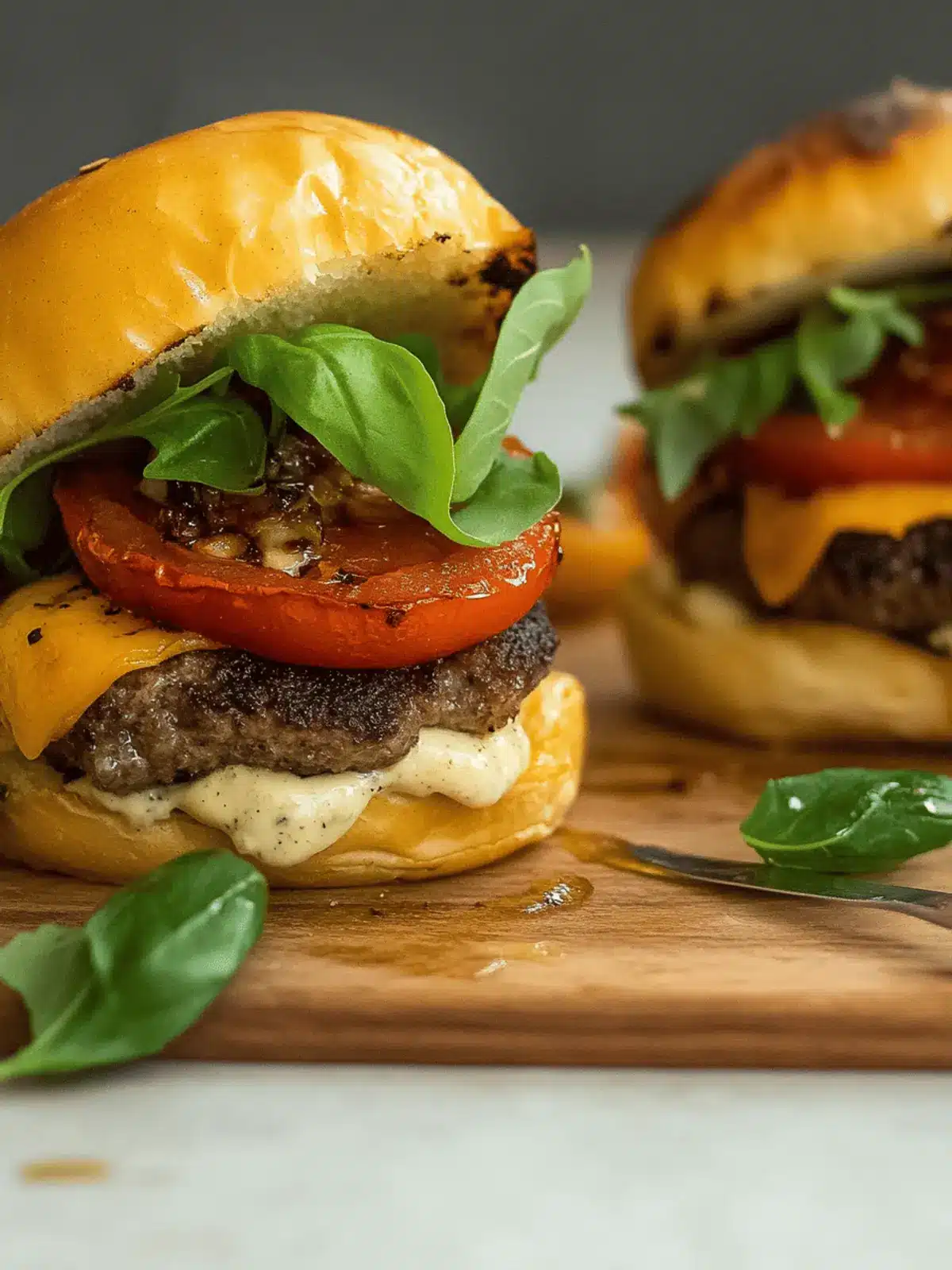 Roasted Tomato Burgers with Garlic Mayo and Gouda Bliss 4 Roasted Tomato Burgers with Garlic Mayo and Gouda