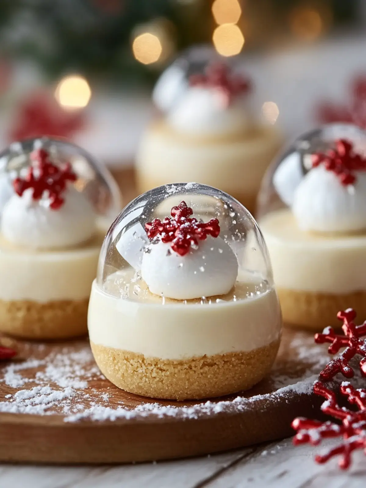 Create Stunning Snow Globe Cheesecake Bites with Cookie Crust 3 Snow Globe Cheesecake Bites with Cookie Crust