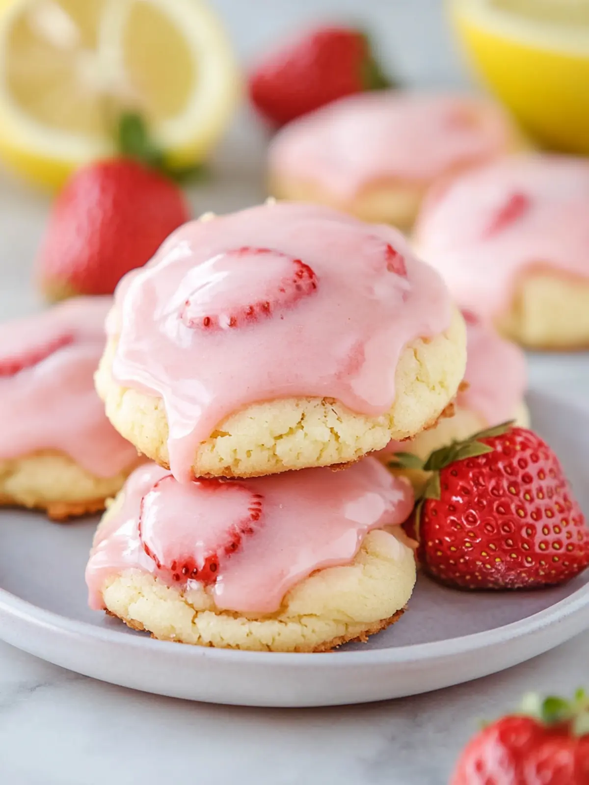 Decadent Strawberry Cake Mix Cookies with Lemon Glaze Delight 4 Strawberry Cake Mix Cookies with Strawberry Lemon Glaze