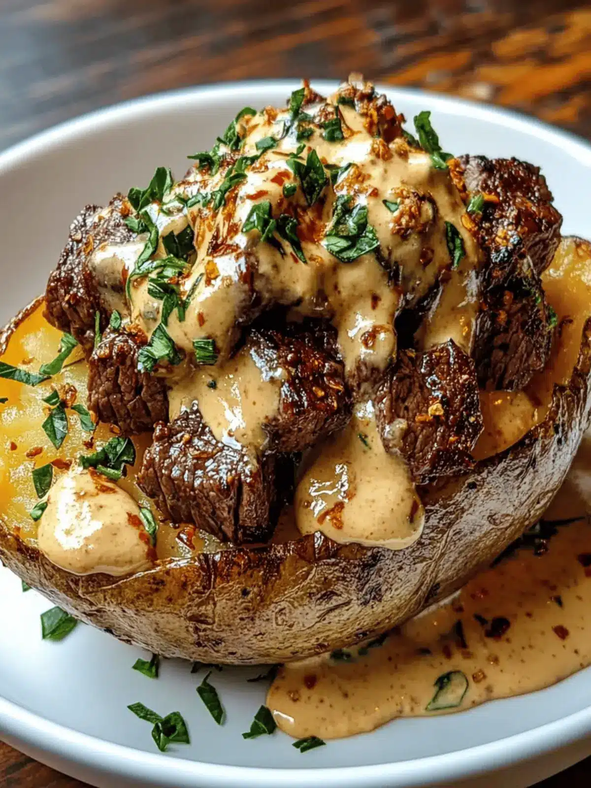 Loaded Steak Potato Bliss with Garlic Butter and Creamy Sauce 2 Loaded Steak Potato