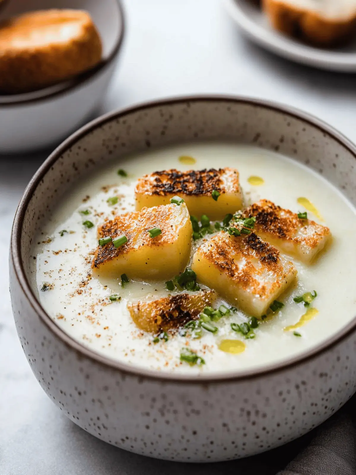 Hearty Roasted Garlic Potato Soup with Cheesy Croutons Delight 4 Roasted Garlic Potato Soup with Grilled Cheese Croutons