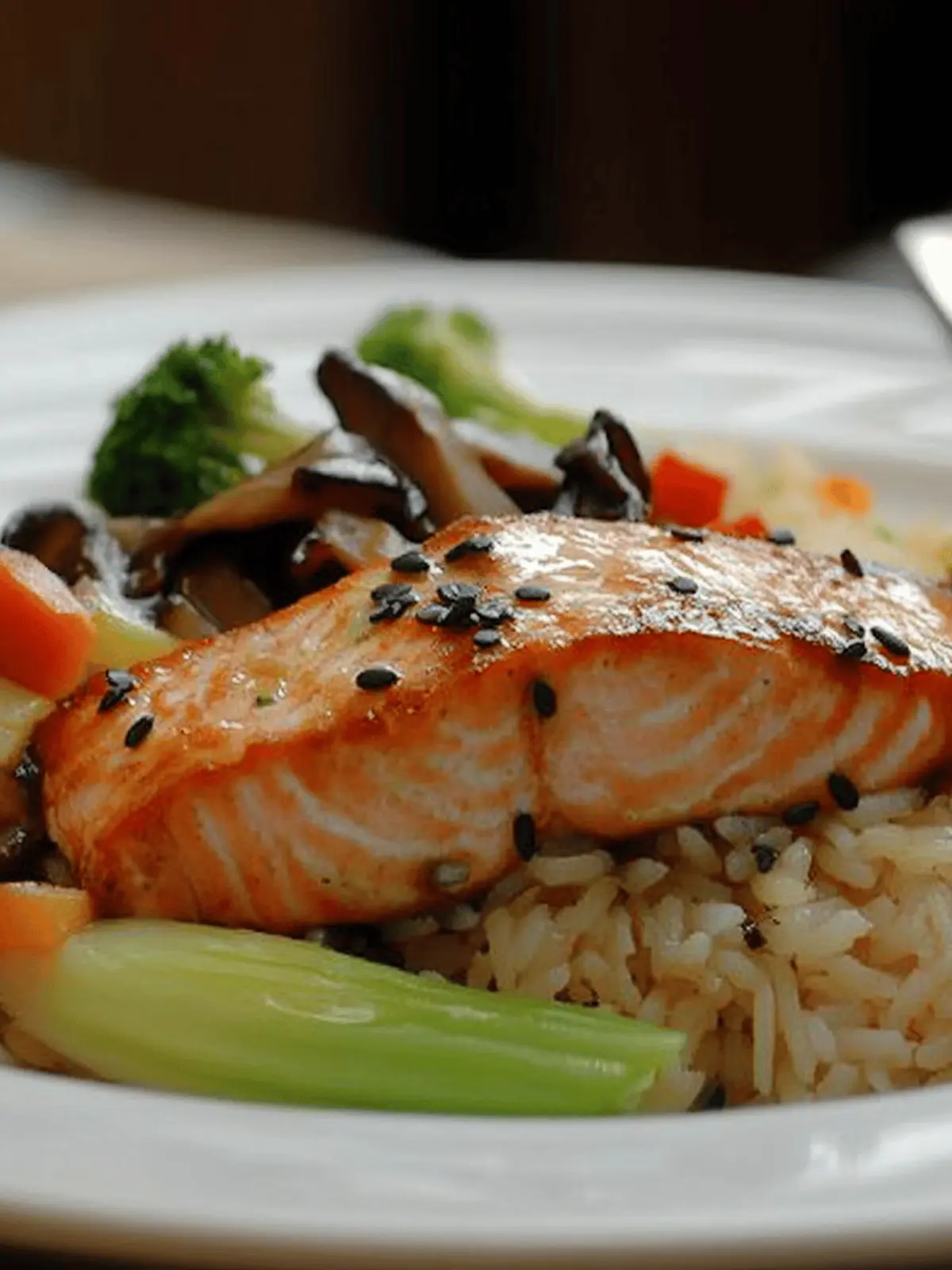 Savory Teriyaki Salmon with Shiitake Mushroom Rice Delight 2 Teriyaki Salmon with Shiitake Mushroom and Pepper Basmati Rice