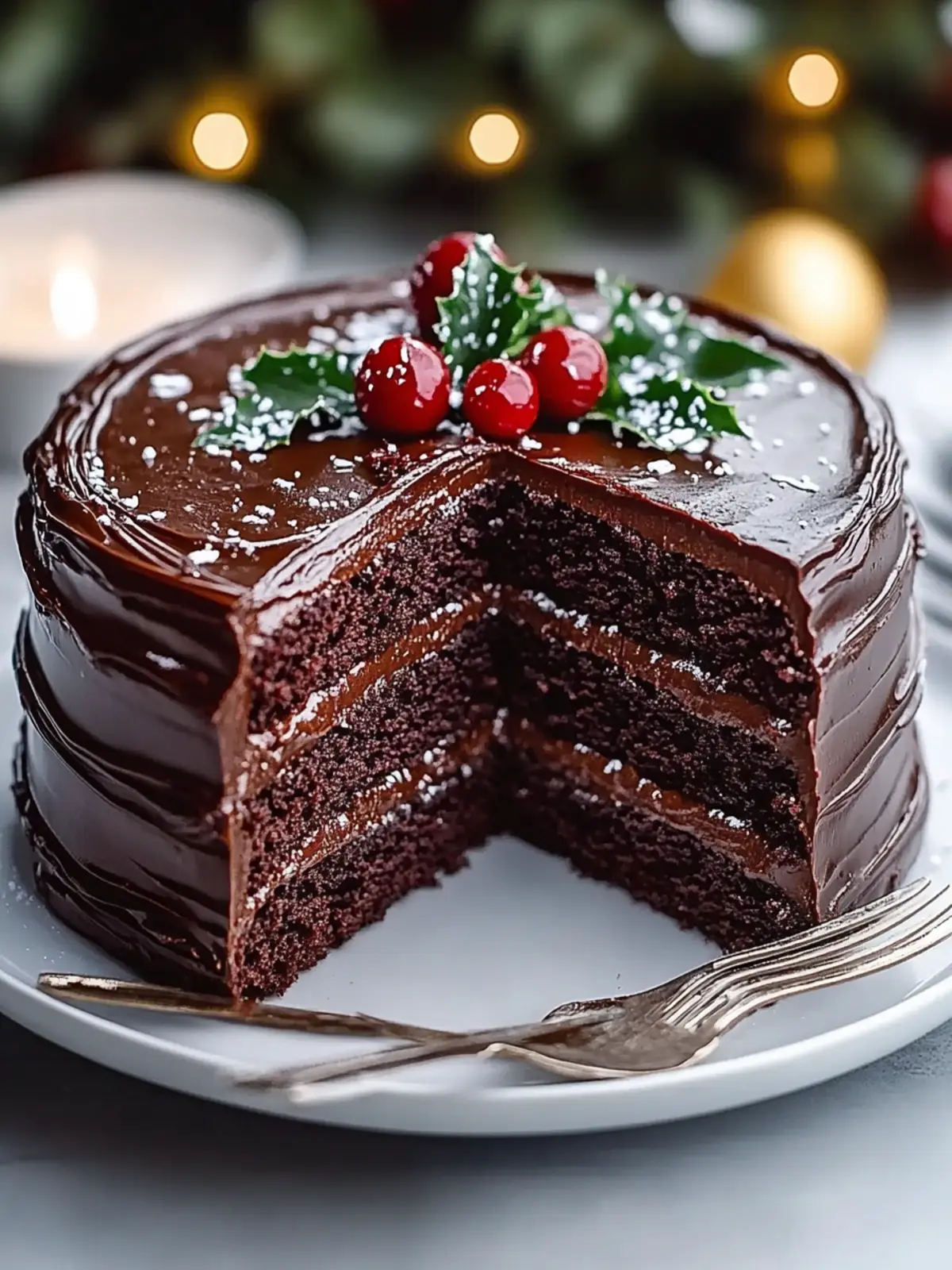 Indulge in Double Chocolate Holiday Cake with Easy Ganache 2 Double Chocolate Holiday Cake