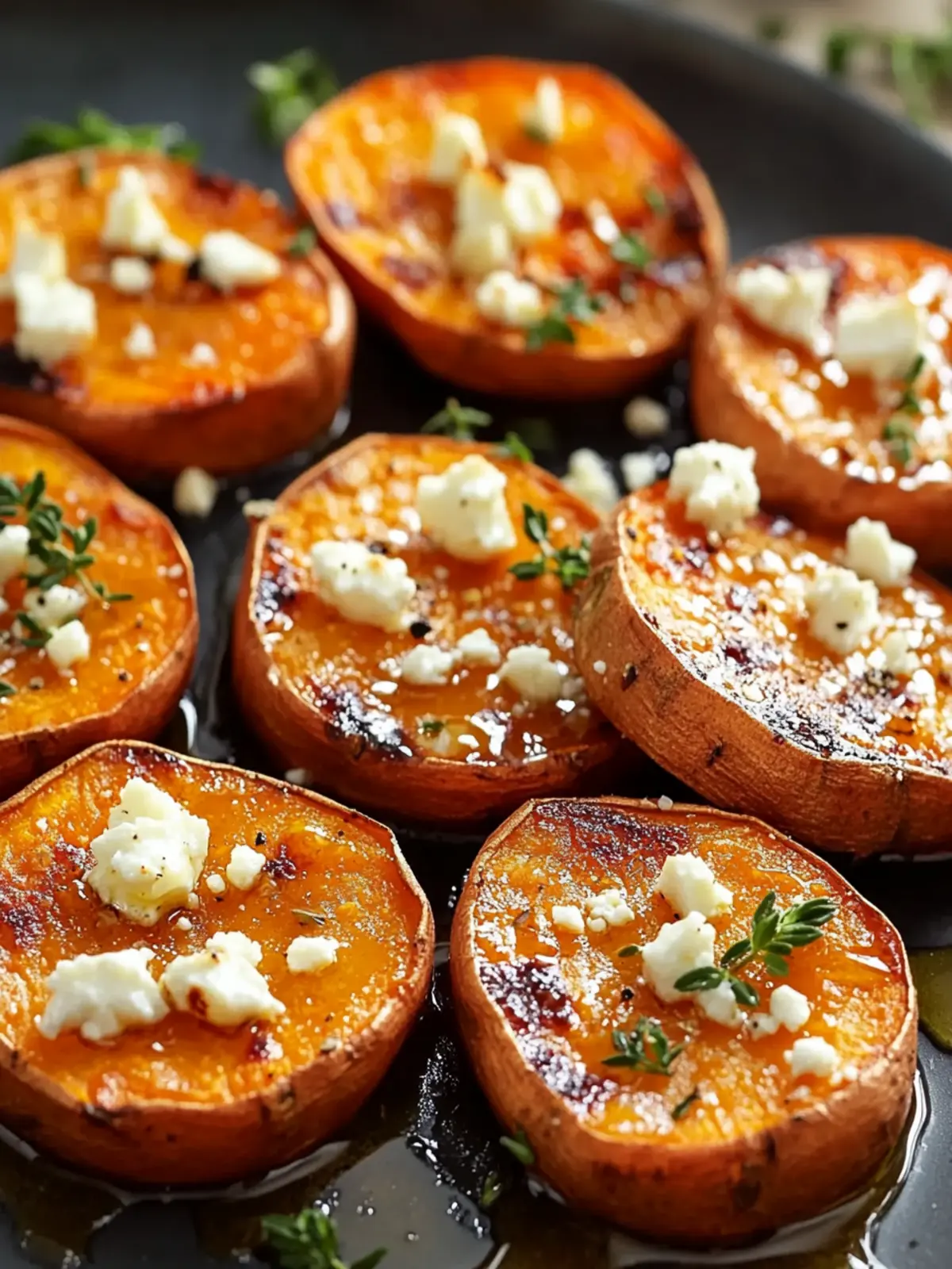 Irresistible Roasted Sweet Potato Rounds with Honey & Feta Delight 3 Roasted Sweet Potato Rounds with Honey & Feta