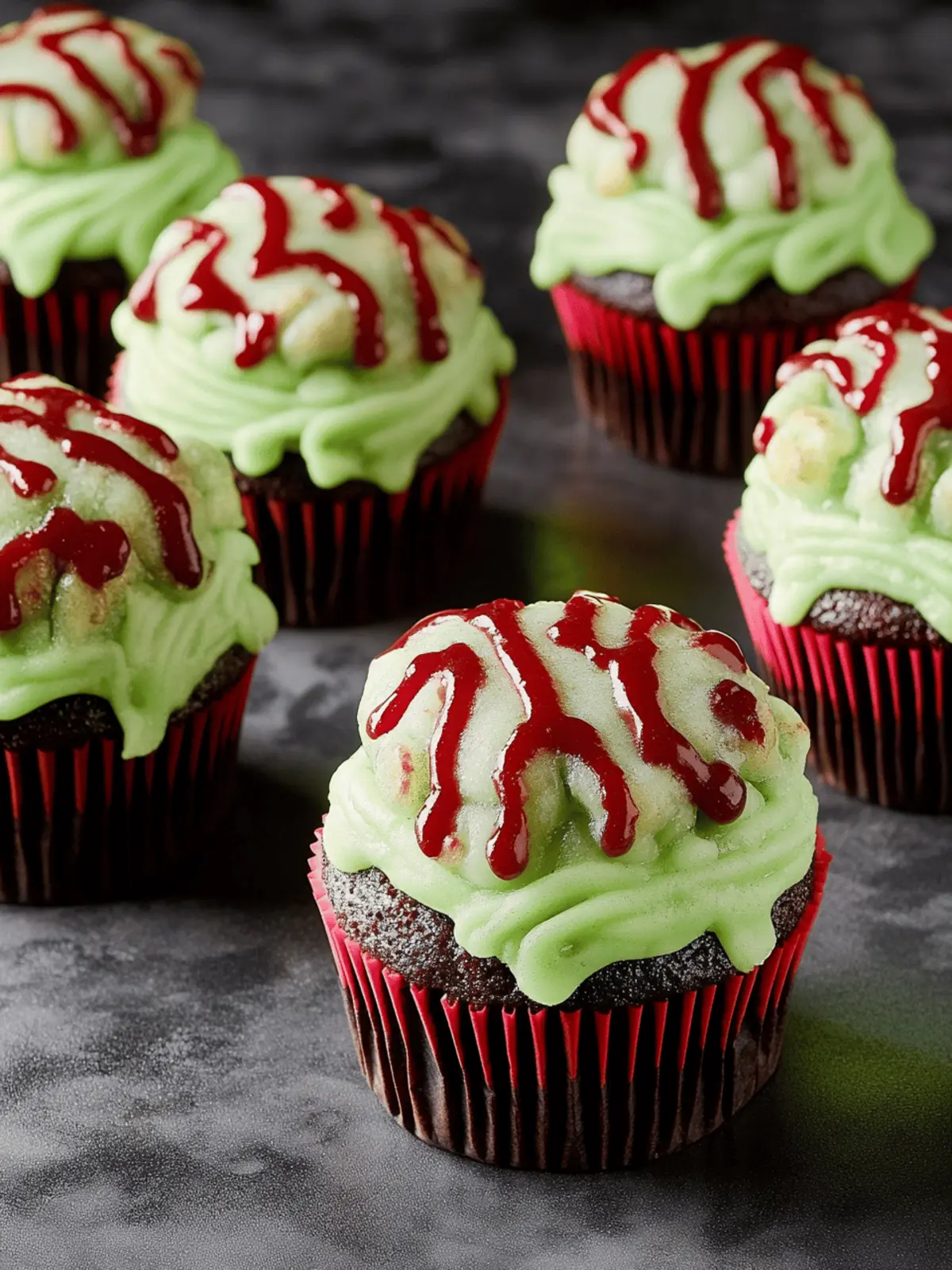 Eerie Zombie Brain Cupcakes: A Spooky Sweet Delight 2 Zombie Brain Cupcakes
