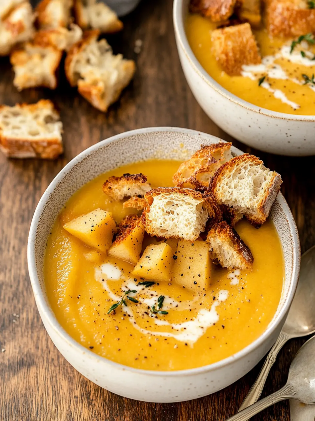 Vegan Butternut Squash Apple Soup with Crunchy Sourdough Croutons 2 Vegan Butternut Squash Apple Soup with Sourdough Croutons