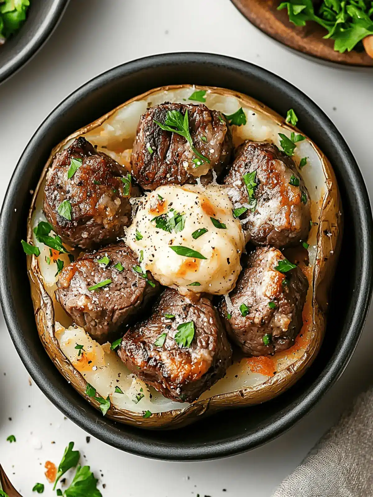 Loaded Baked Potato with Steak Bites for Cozy Dinner Bliss 3 Loaded Baked Potato with Steak Bites