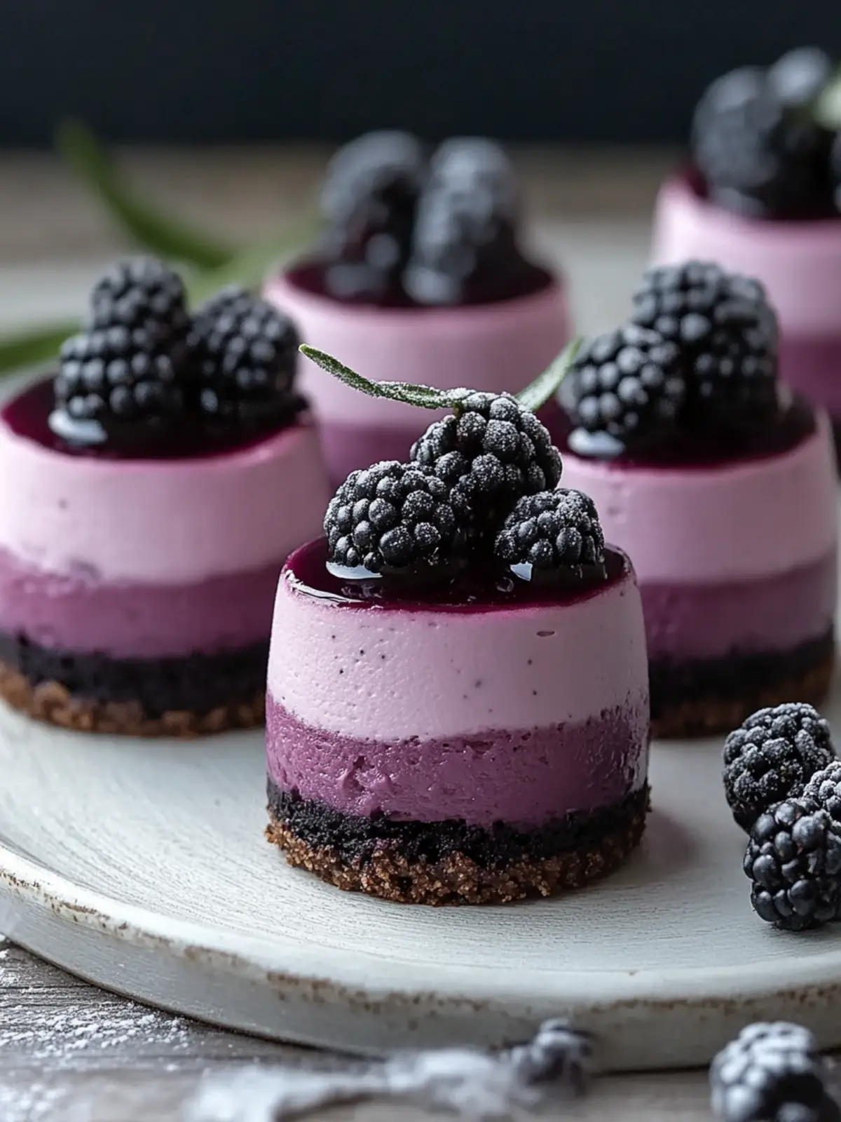 Mini Blackberry Mousse Cakes: Luxurious Delights Made Easy 4 Mini Blackberry Mousse Cakes