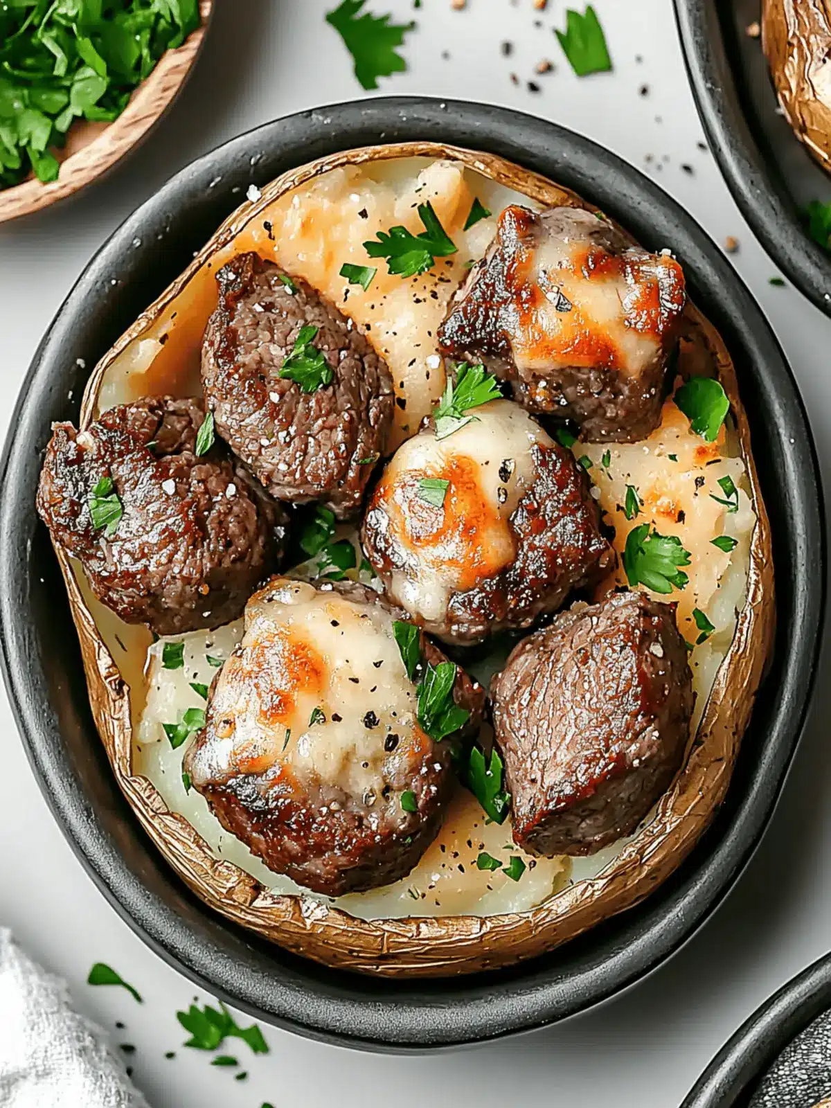 Loaded Baked Potato with Steak Bites for Cozy Dinner Bliss 4 Loaded Baked Potato with Steak Bites