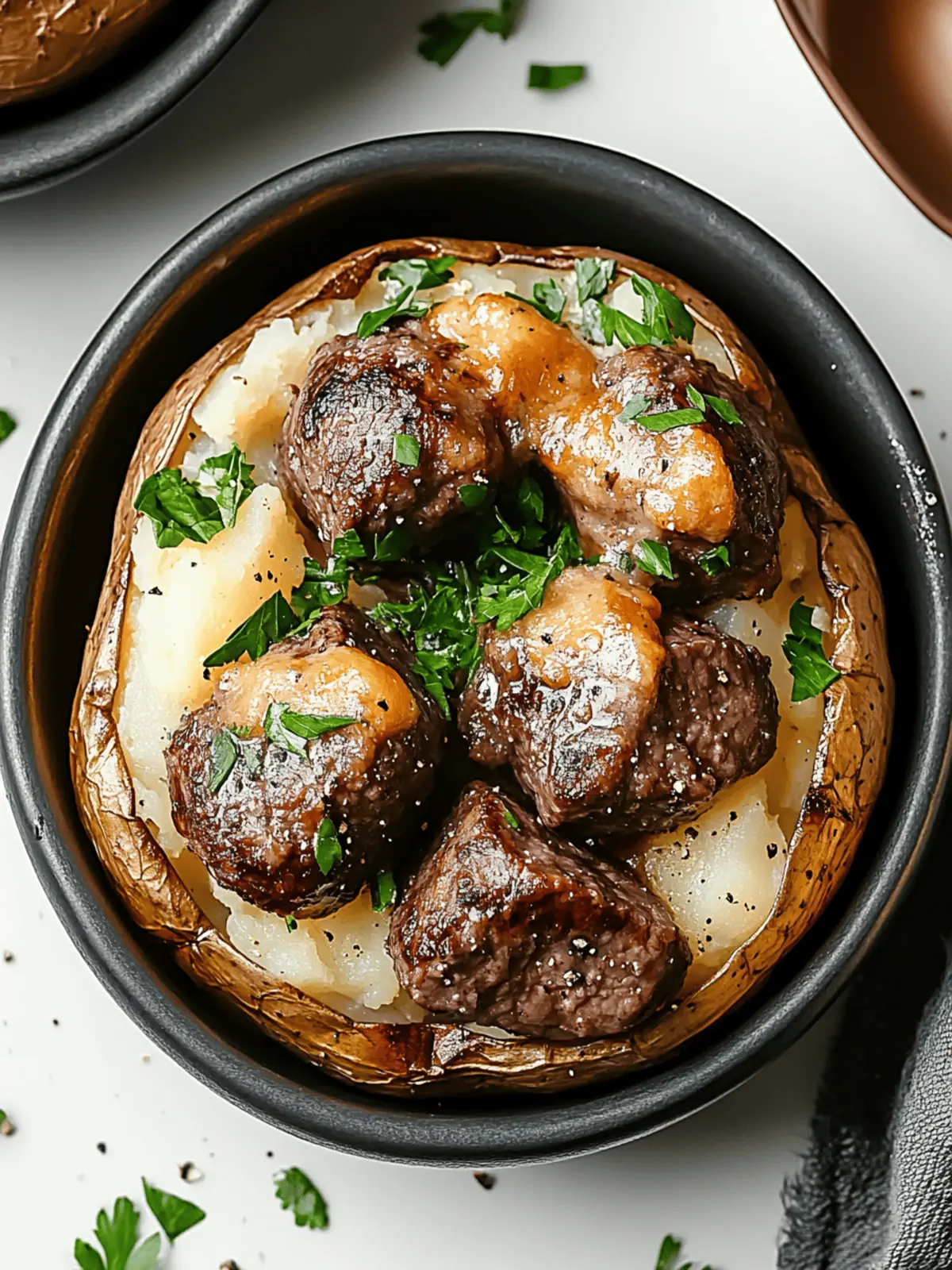 Loaded Baked Potato with Steak Bites for Cozy Dinner Bliss 2 Loaded Baked Potato with Steak Bites