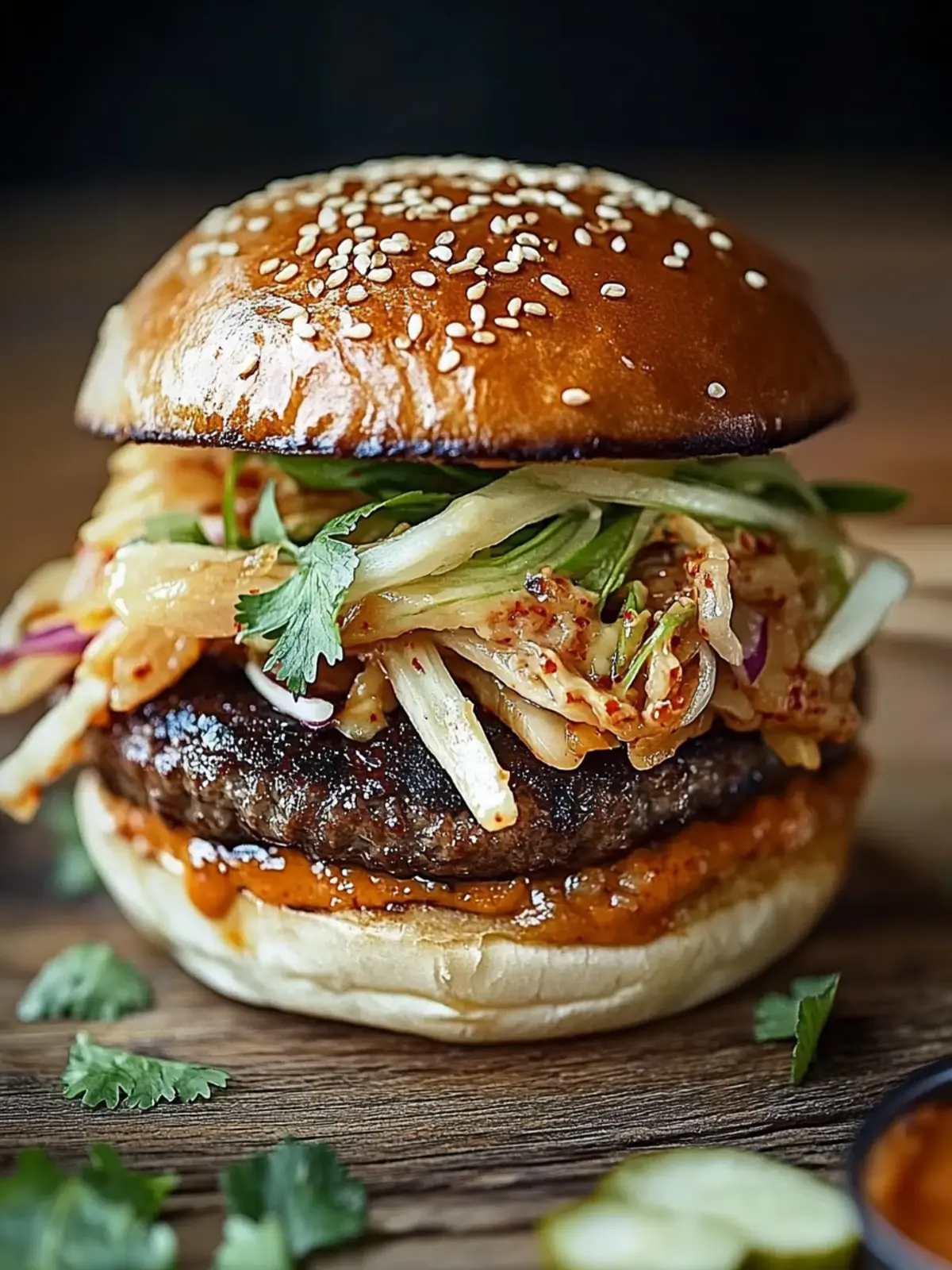 Korean BBQ Burger with Kimchi Slaw: Your New Flavor Crush 3 Korean BBQ Burger with Kimchi Slaw for a Flavor Explosion