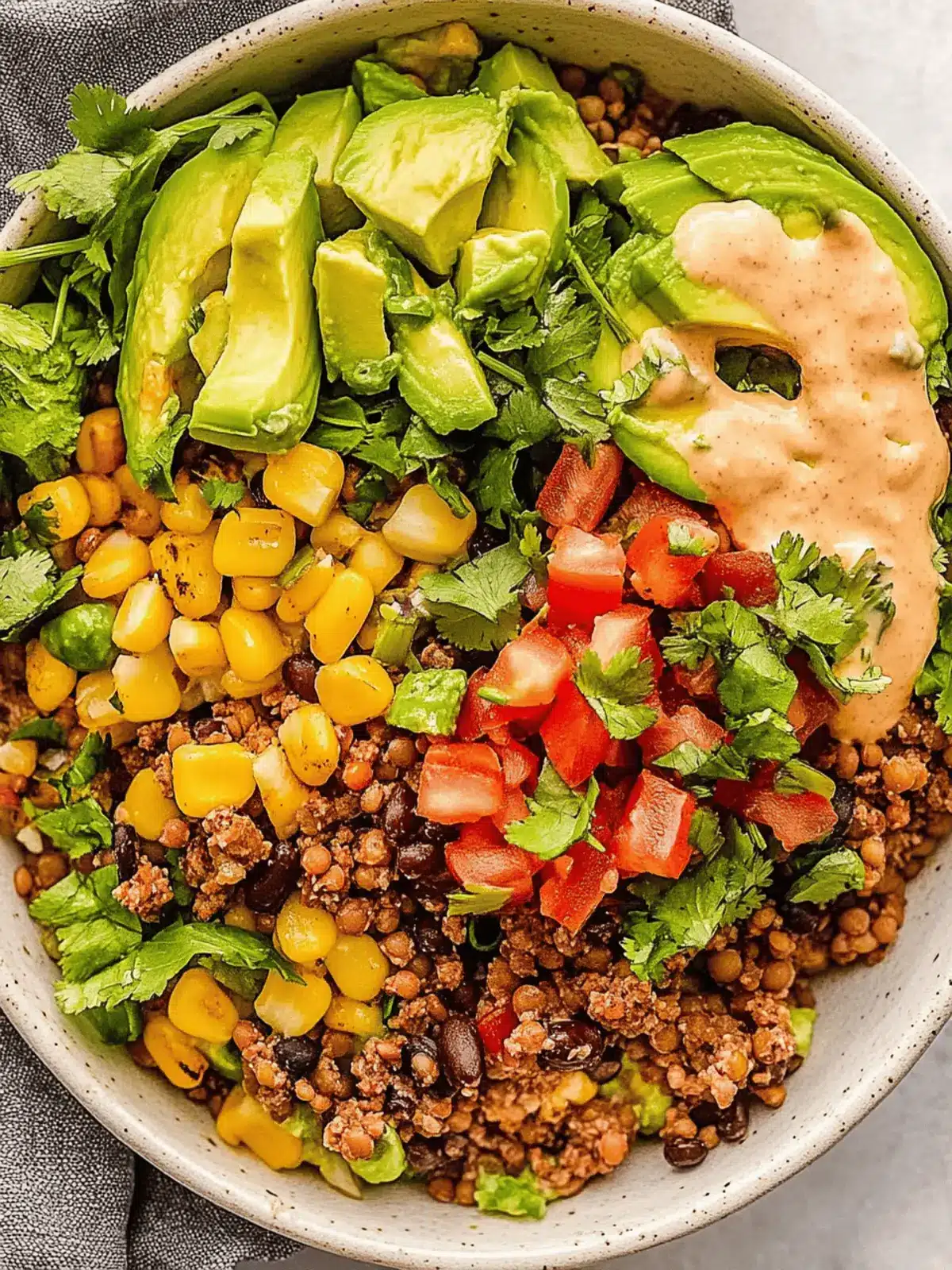 Delicious Vegan Burrito Bowl with Spiced Lentil Taco Meat Fast 4 Vegan Burrito Bowl with Spiced Lentil Taco Meat