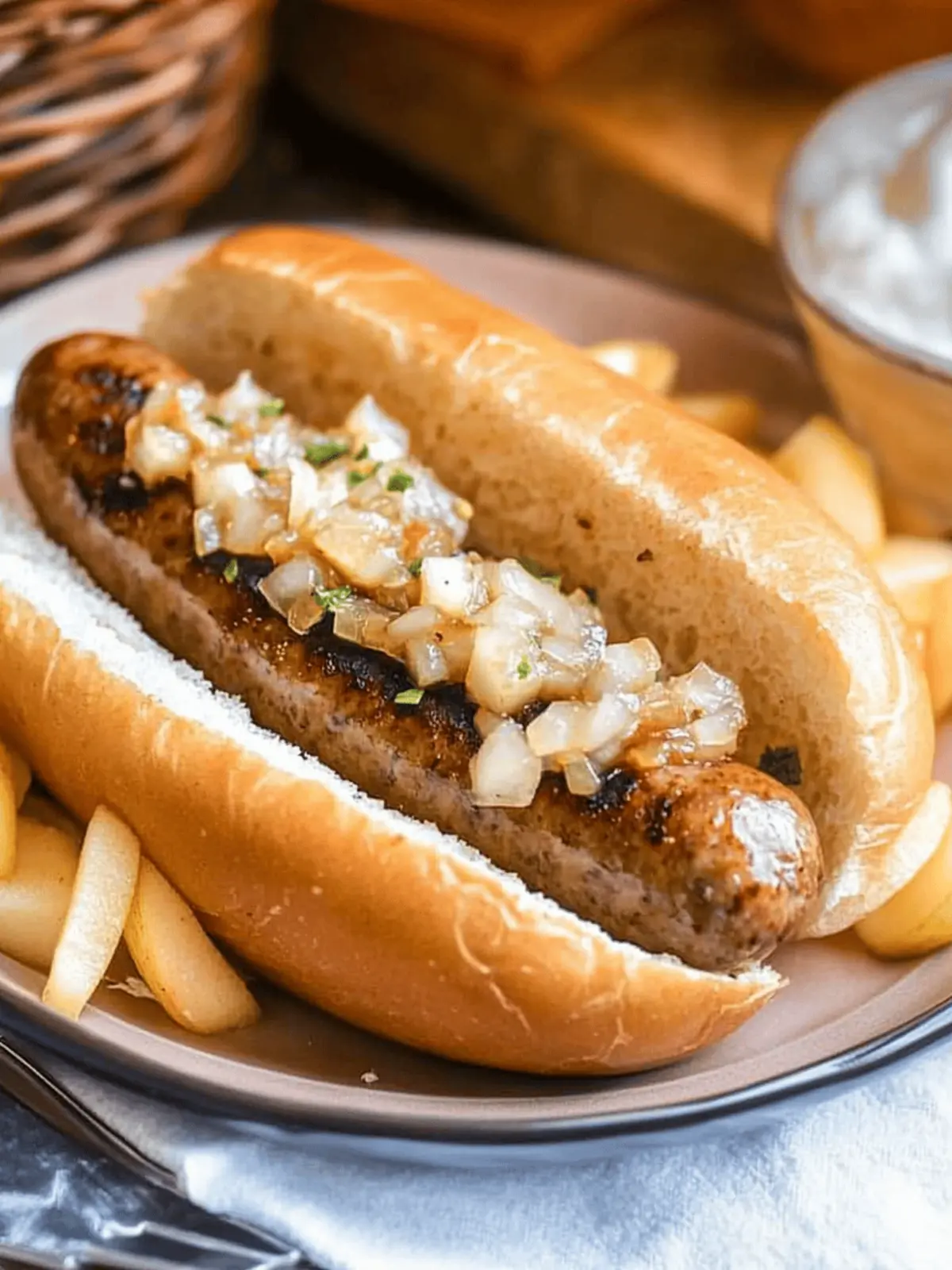 Apple Cider Brats with Zesty Apple Onion Relish Delight 4 Apple Cider Brats with Apple Onion Relish