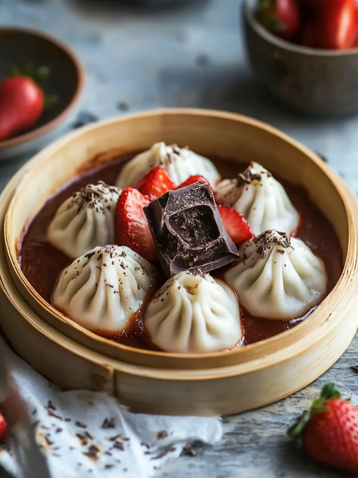 Irresistible Chocolate Dumplings with Strawberry Bliss Sauce Delight 3 Irresistible Chocolate Dumplings with Strawberry Bliss Sauce