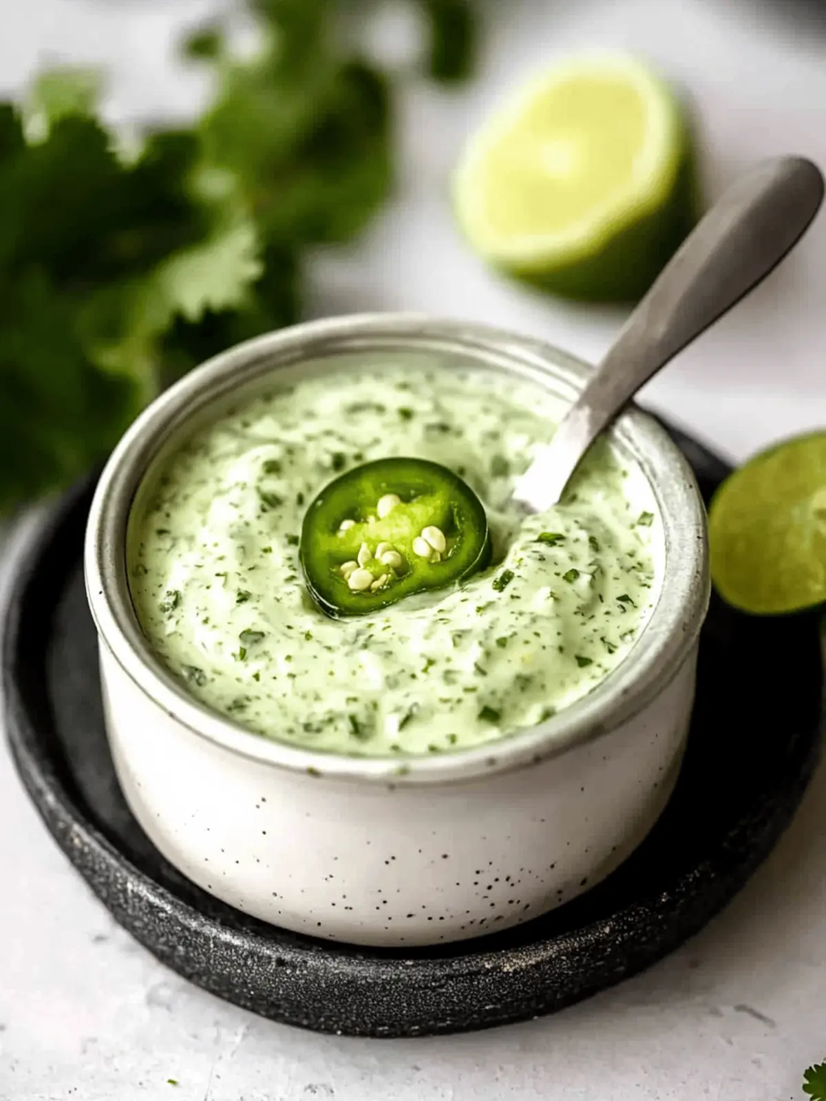 Simple Creamy Cilantro Garlic Sauce with Zesty Jalape os 4 Simple Creamy Cilantro and Garlic Sauce with Fresh Jalape os and Zesty Limes