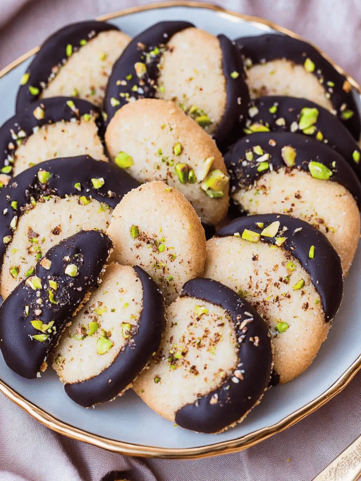 Irresistible Pistachio Shortbread Cookies with Chocolate Dip 4 Pistachio Shortbread Cookies