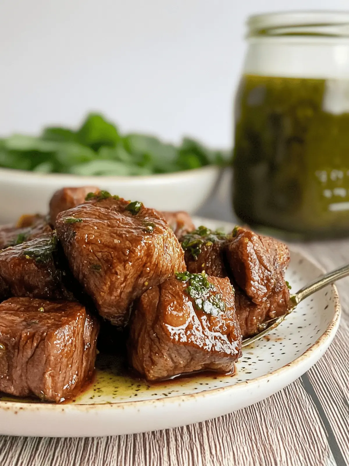 Savory Air Fryer Steak Bites with Fresh Basil Chimichurri 3 Air Fryer Steak Bites