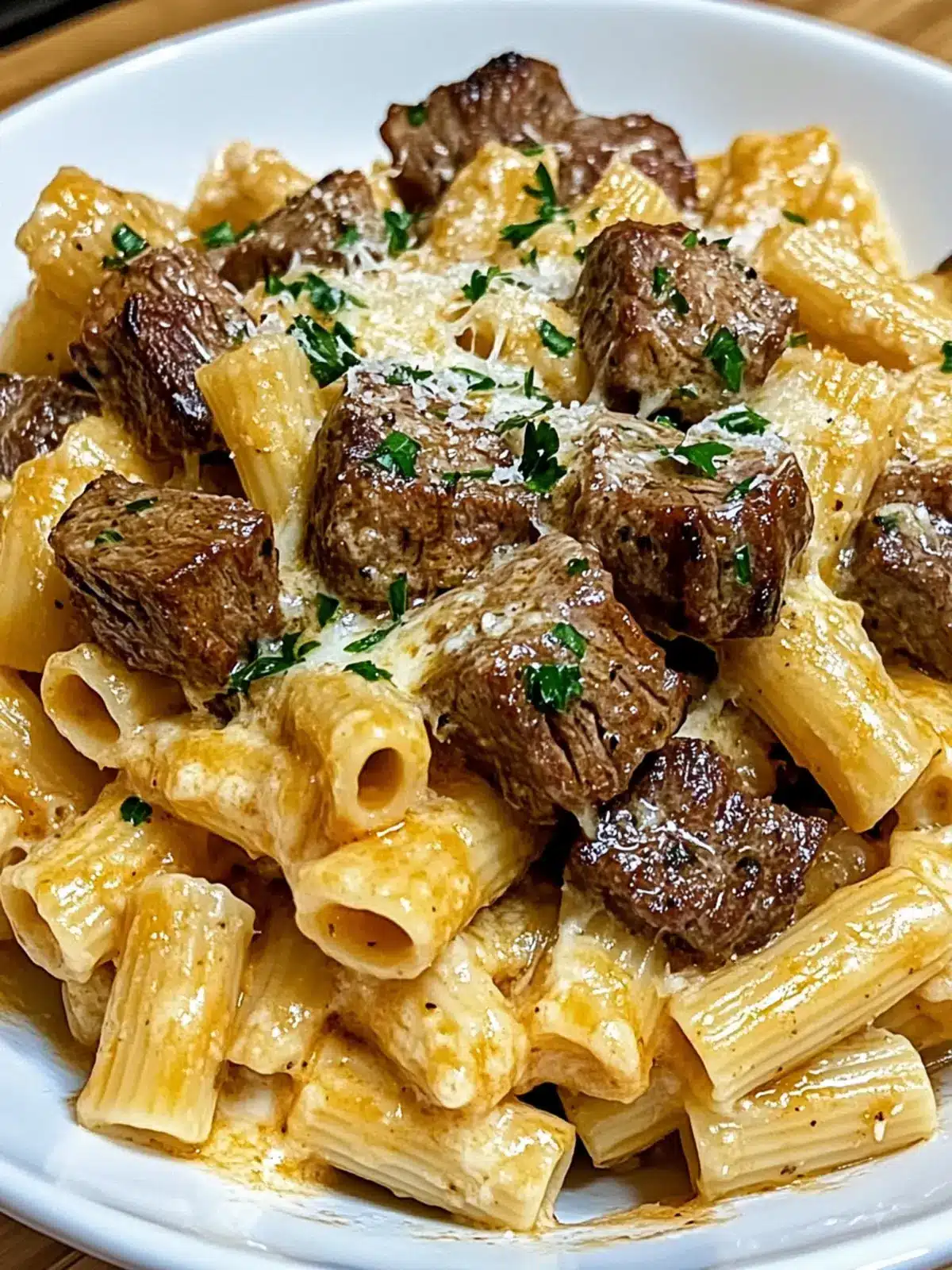 Cajun Steak Tips in Cheesy Rigatoni Parmesan Sauce Bliss 2 Cajun Steak Tips in Cheesy Rigatoni Parmesan Sauce