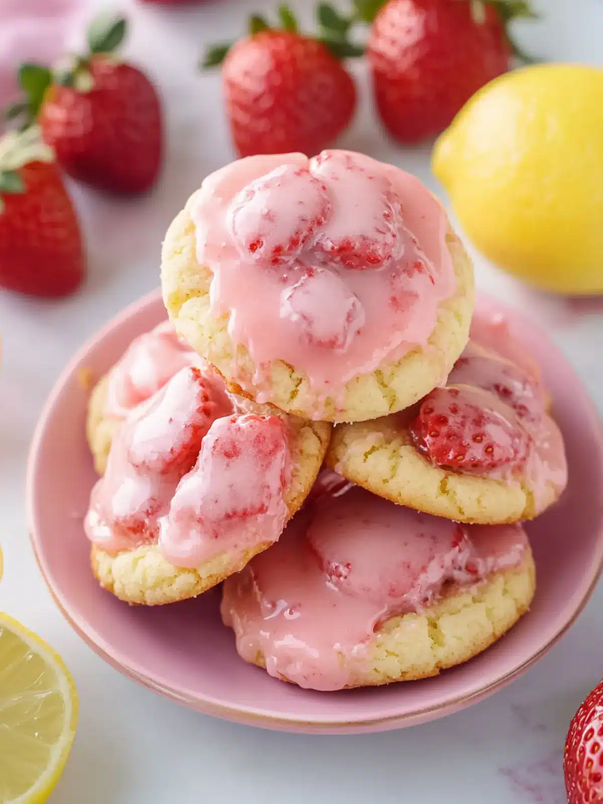 Decadent Strawberry Cake Mix Cookies with Lemon Glaze Delight 2 Strawberry Cake Mix Cookies with Strawberry Lemon Glaze