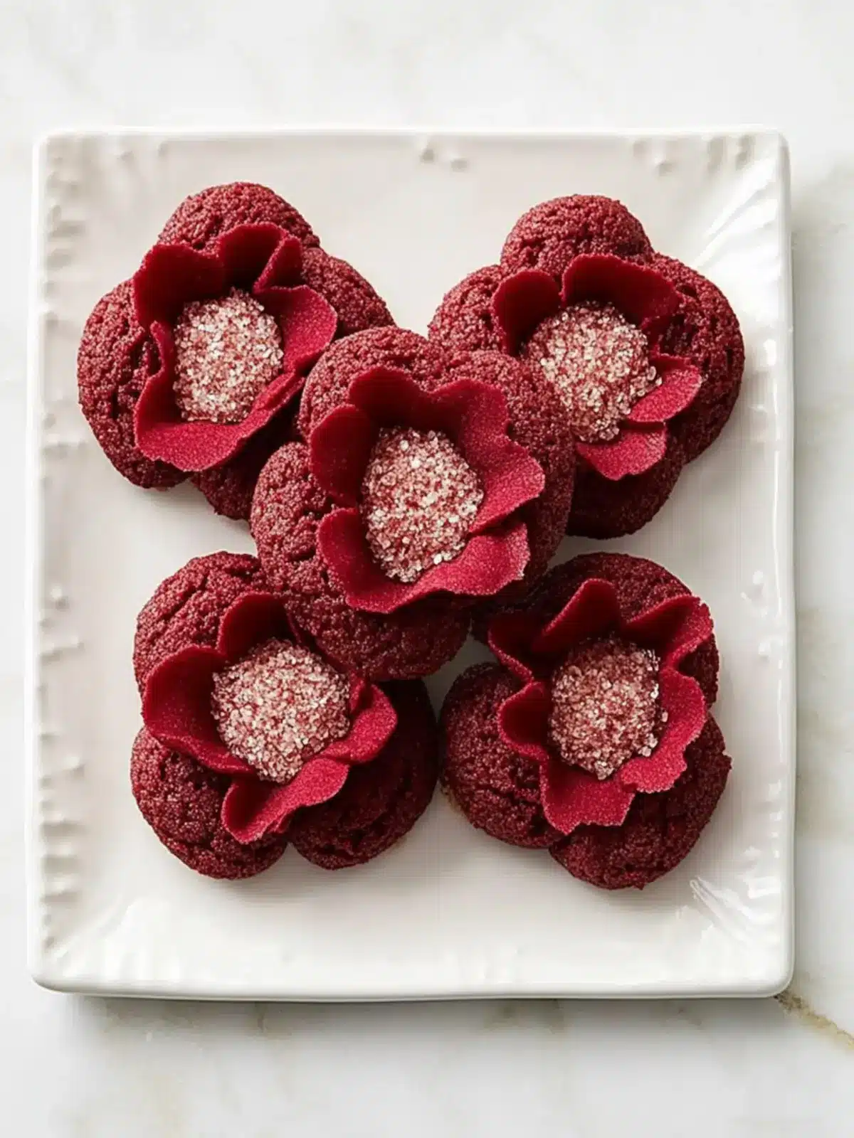 Red Velvet Blossom Cookies: Chewy Joy with Dove Hearts 3 Red Velvet Blossom Cookies