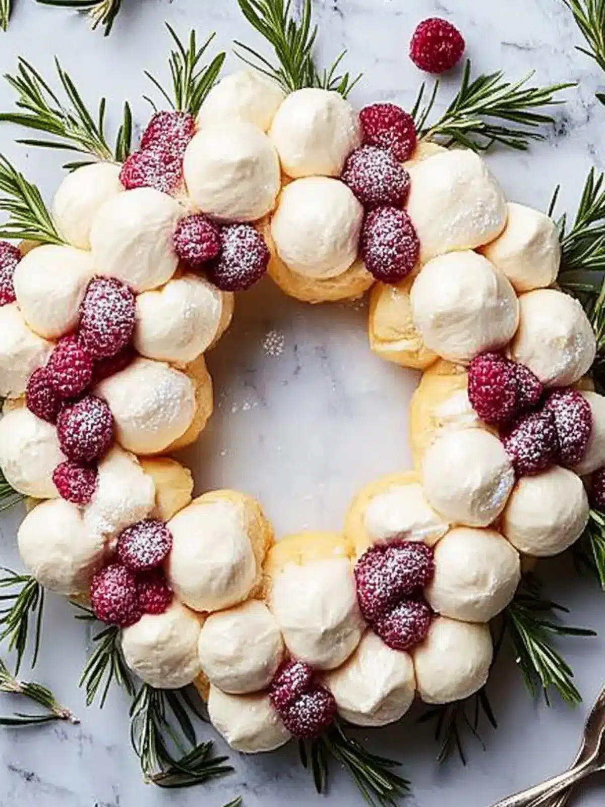 Delight Guests with a Festive Cream Puff Wreath Treat 4 Cream Puff Wreath