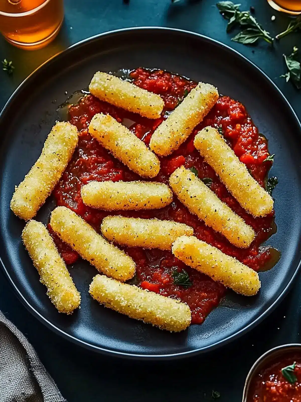 Crispy Mozzarella Sticks with Chilli Tomato Sauce Bliss 2 Mozzarella sticks with chilli tomato sauce