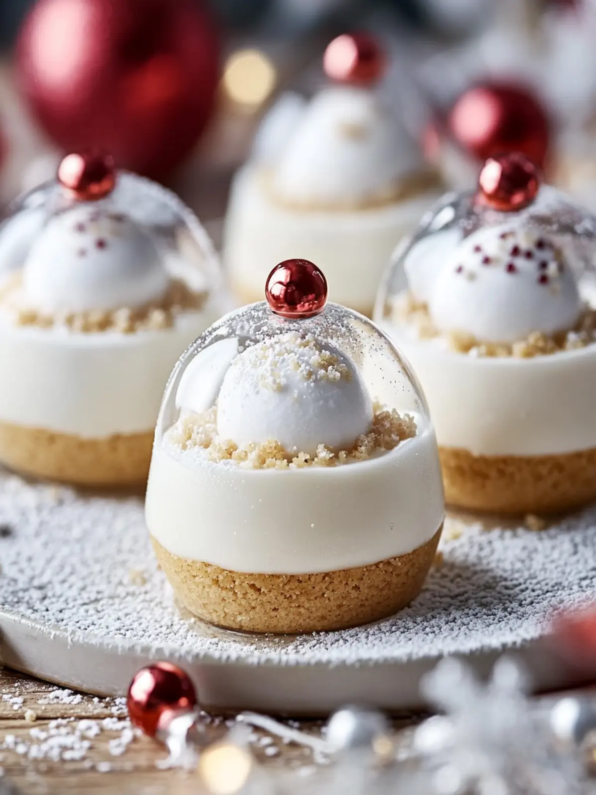 Create Stunning Snow Globe Cheesecake Bites with Cookie Crust 4 Snow Globe Cheesecake Bites with Cookie Crust