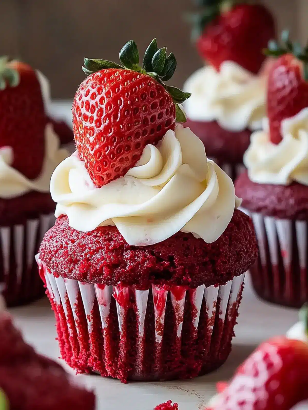 Delicious Strawberry Cheesecake Red Velvet Cupcakes Recipe 3 Strawberry Cheesecake Red Velvet Cupcakes