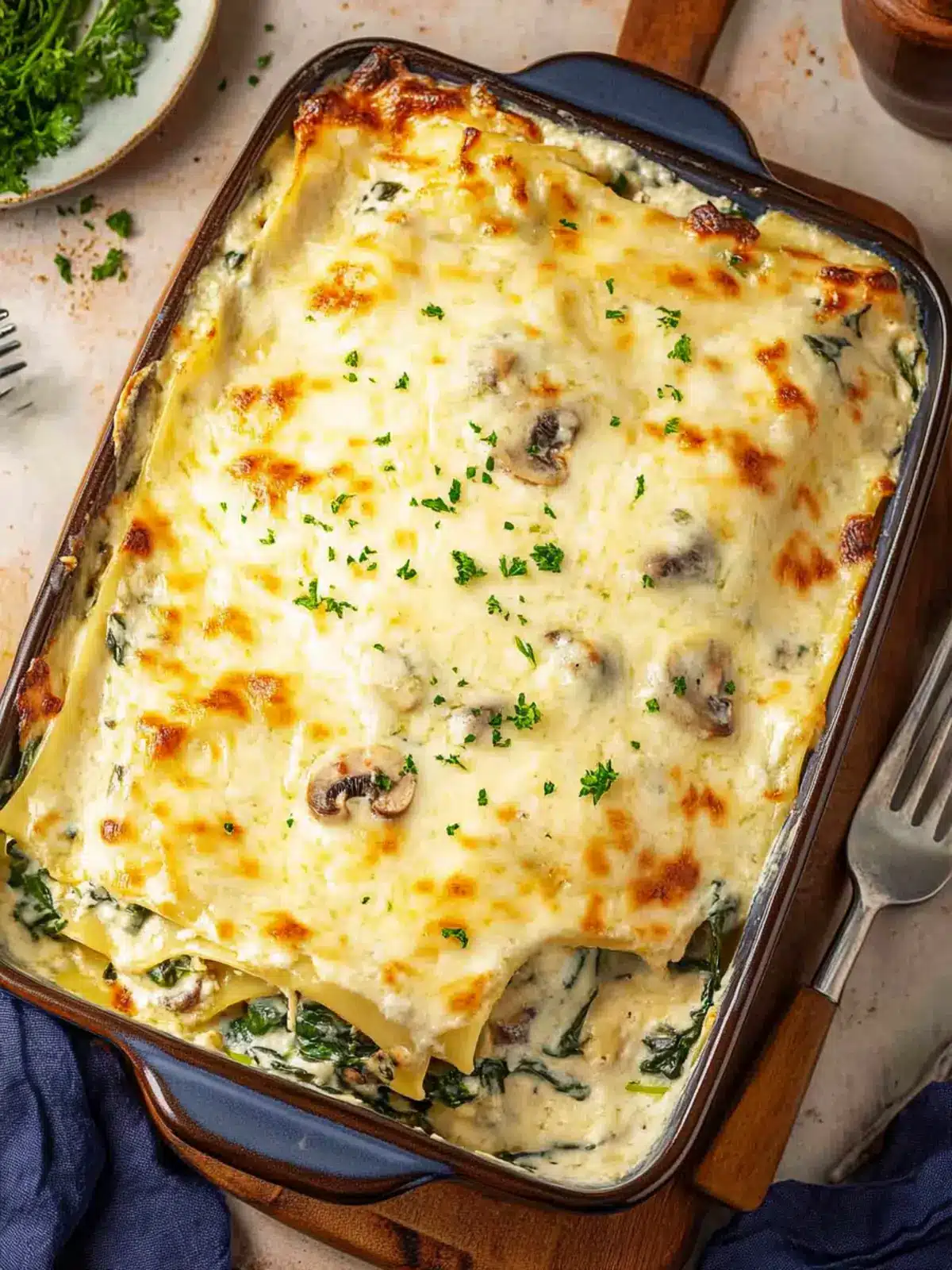 Heavenly White Lasagna with Spinach and Mushrooms Delight 3 White Lasagna with Spinach and Mushrooms