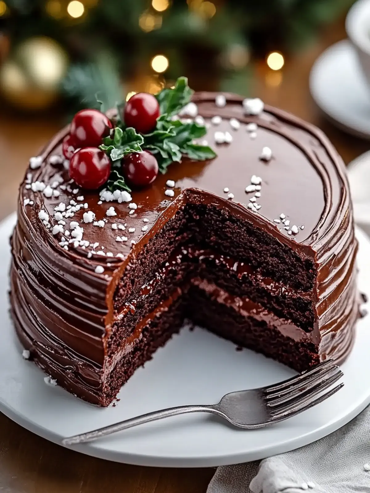 Indulge in Double Chocolate Holiday Cake with Easy Ganache 3 Double Chocolate Holiday Cake