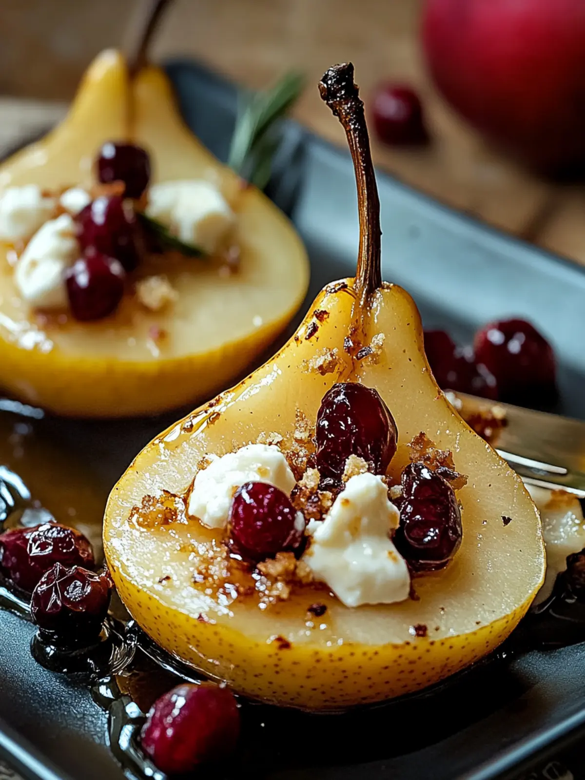 Irresistible Baked Pears with Goat Cheese, Honey & Cranberries 4 Baked Pears with Goat Cheese, Honey, and Cranberries