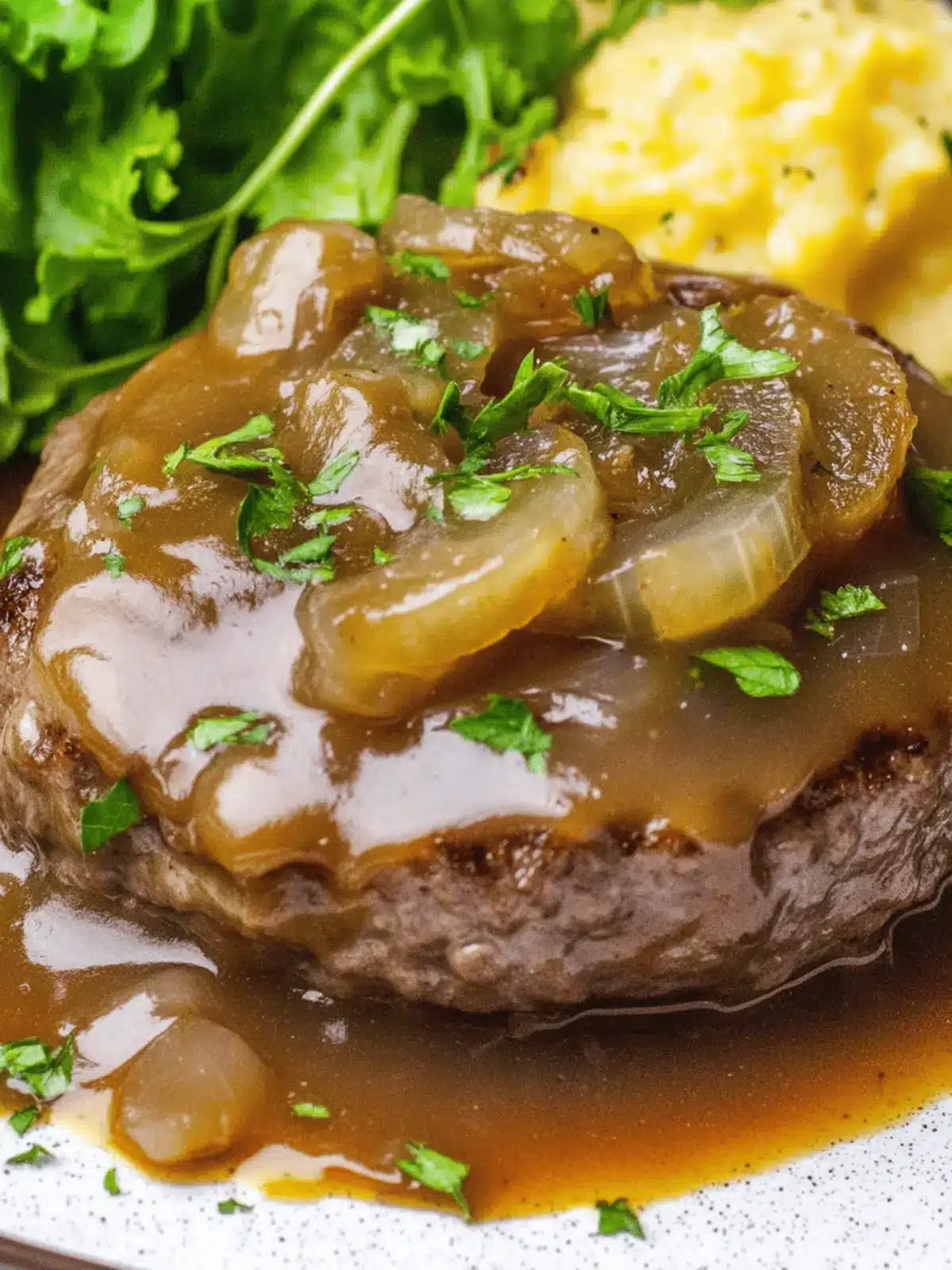 Savory Hamburger Steak with Onion Gravy: Sous Vide or Pan Sear 4 Hamburger Steak With Onion Gravy (Sous Vide or Pan Sear)