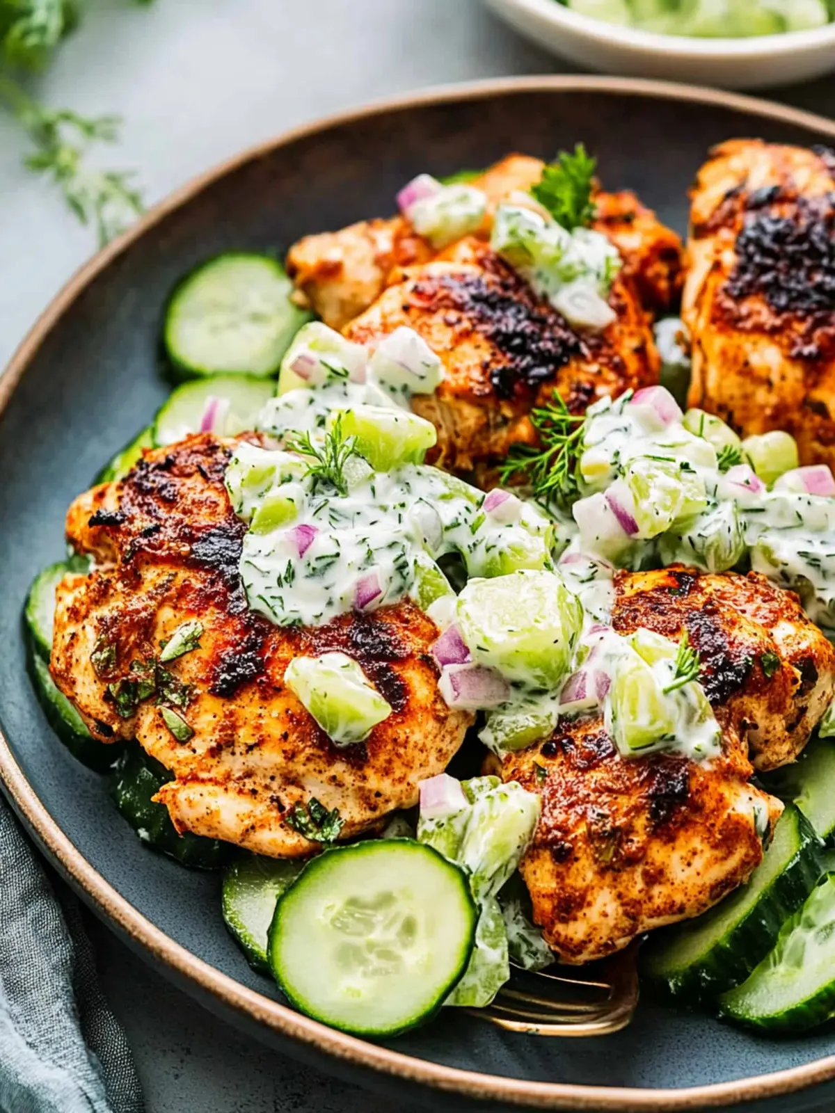 Spicy Mediterranean Chicken with Creamy Cucumber Bliss 3 Spicy Mediterranean Chicken with Creamy Cucumber Salad