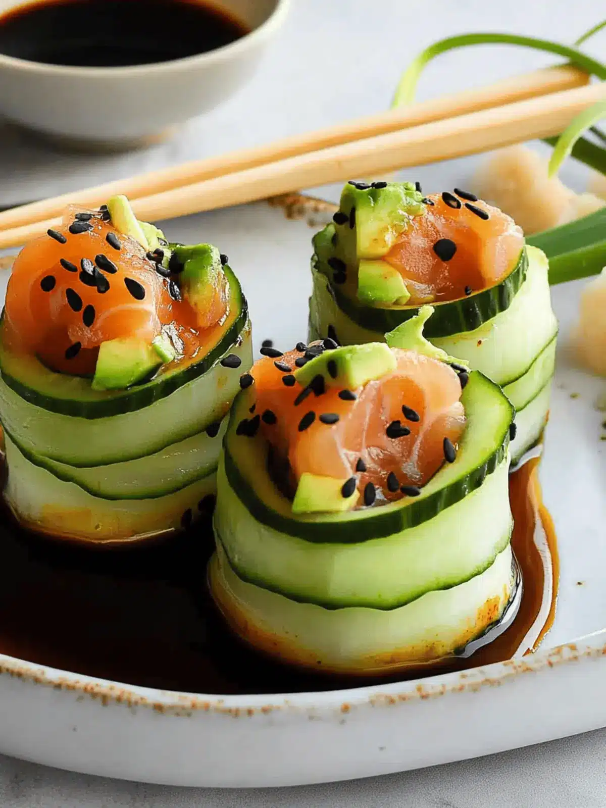 Smoked Salmon Cucumber Rolls with Avocado - Guilt-Free Delight 2 Smoked Salmon Cucumber Roll with Avocado