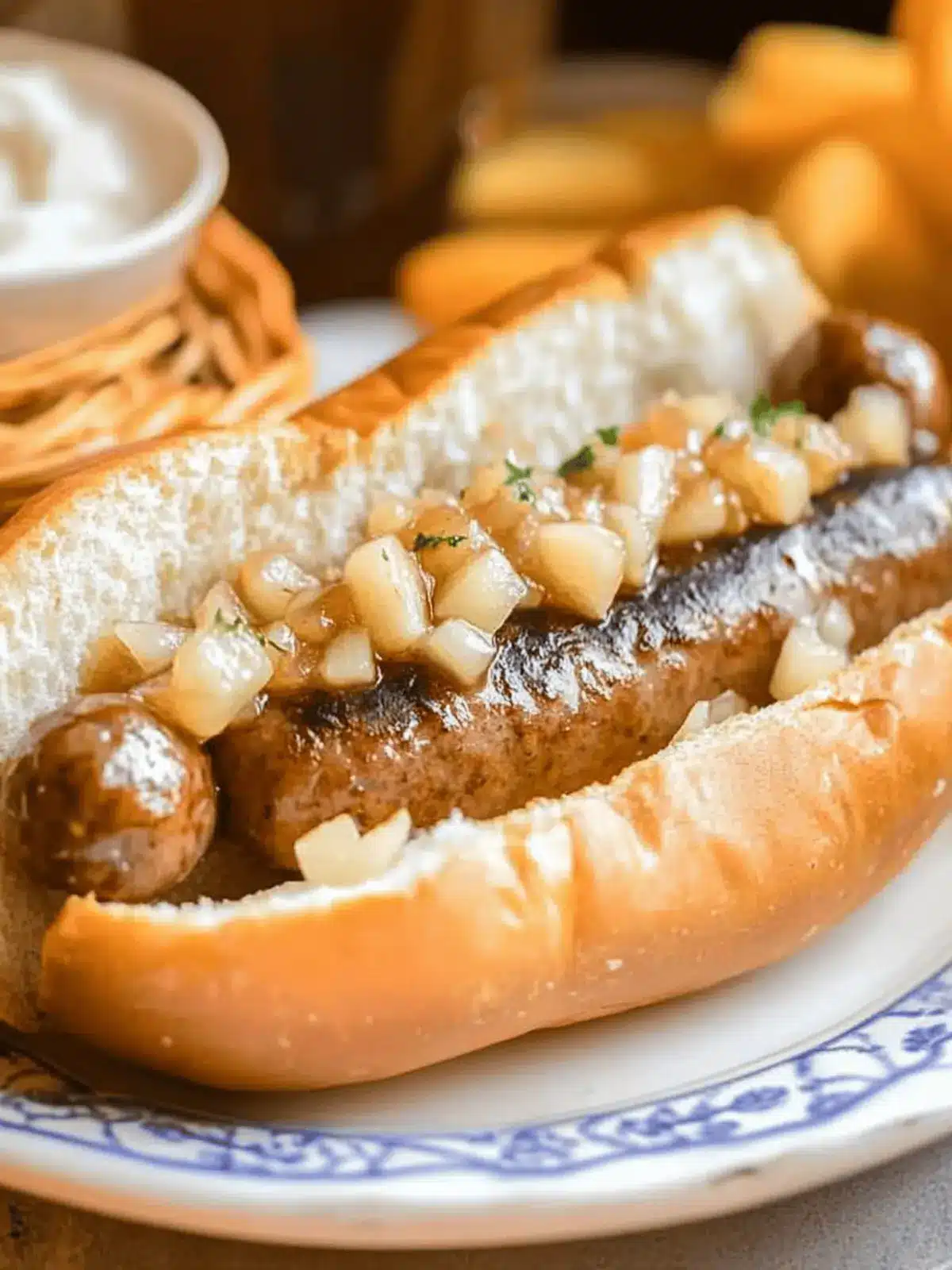 Apple Cider Brats with Zesty Apple Onion Relish Delight 2 Apple Cider Brats with Apple Onion Relish